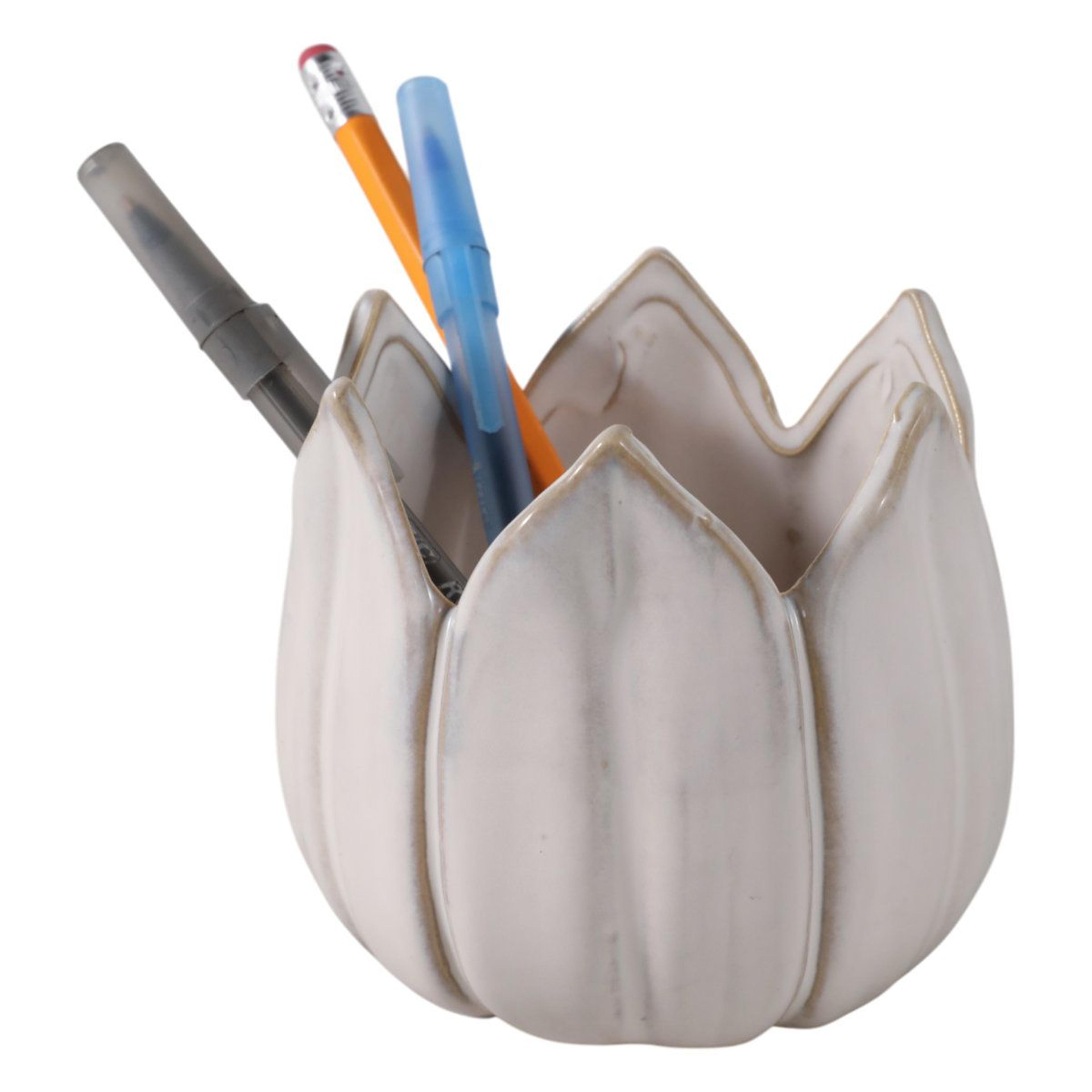 tulip pen holder ceramic desktop organizer 4 inch