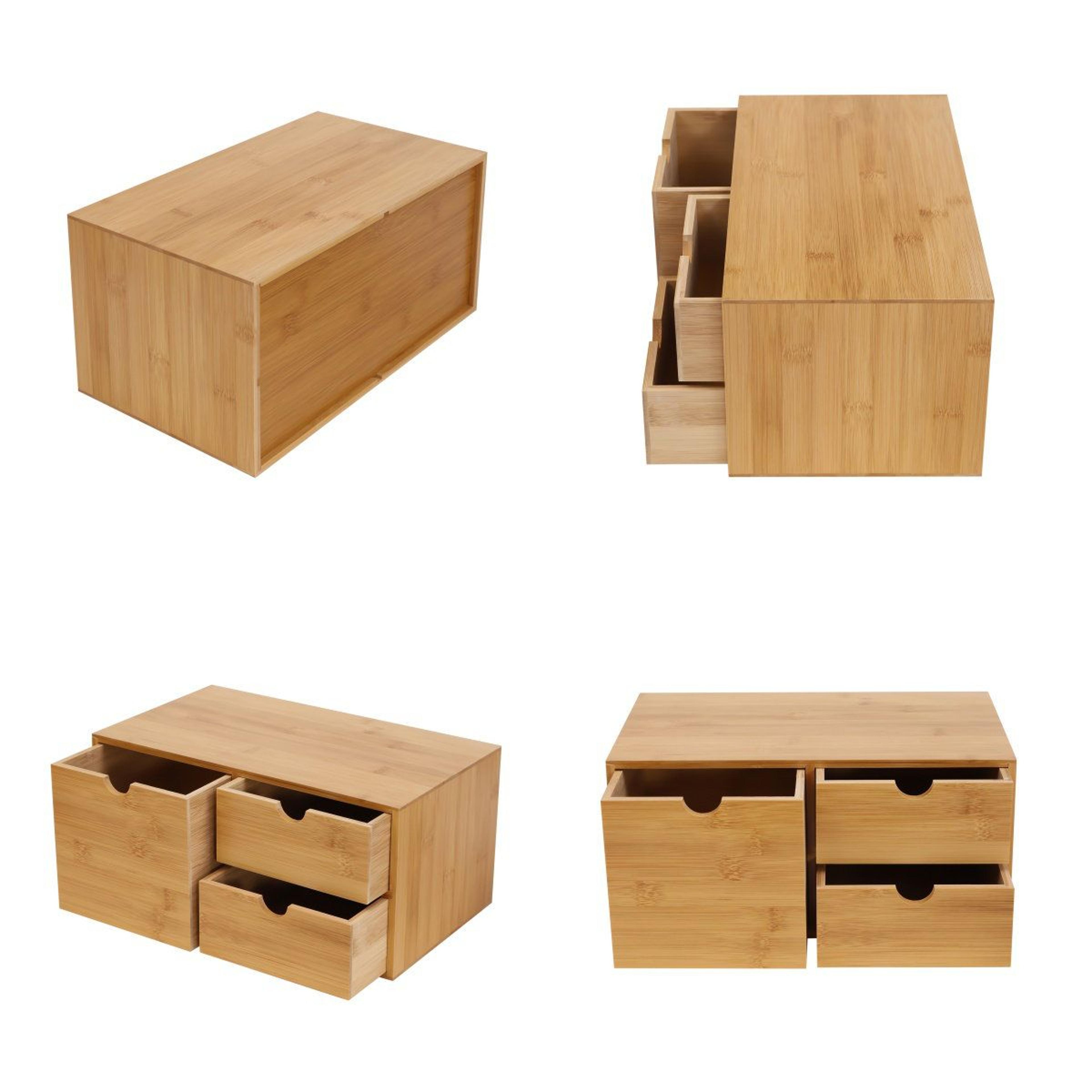 bamboo desk organizer with 3 drawers for desktop storage