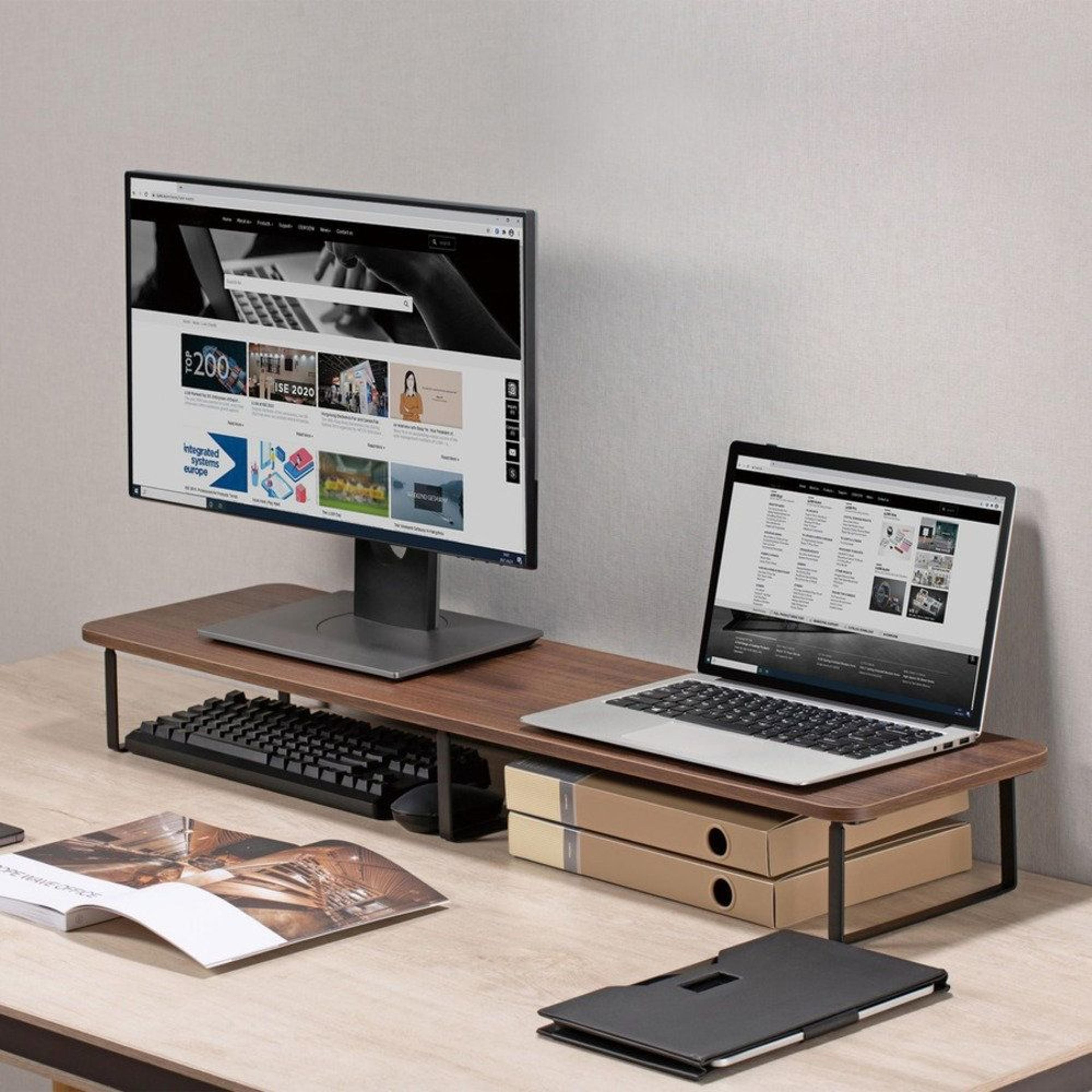 quick-install monitor and laptop riser with steel base 39.4 inch wide