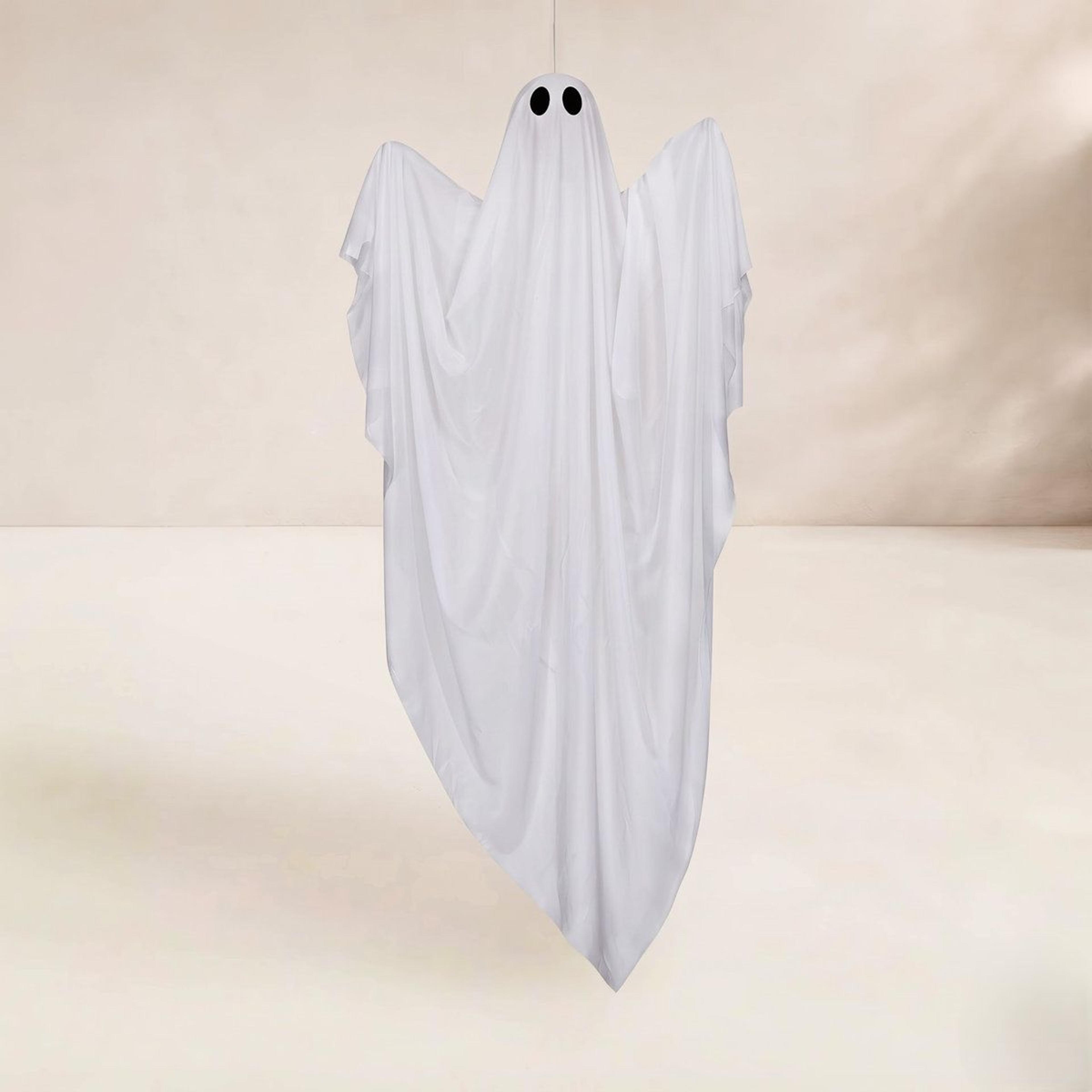 47 inch light-up hanging ghost outdoor halloween decoration with led light and bendable arms