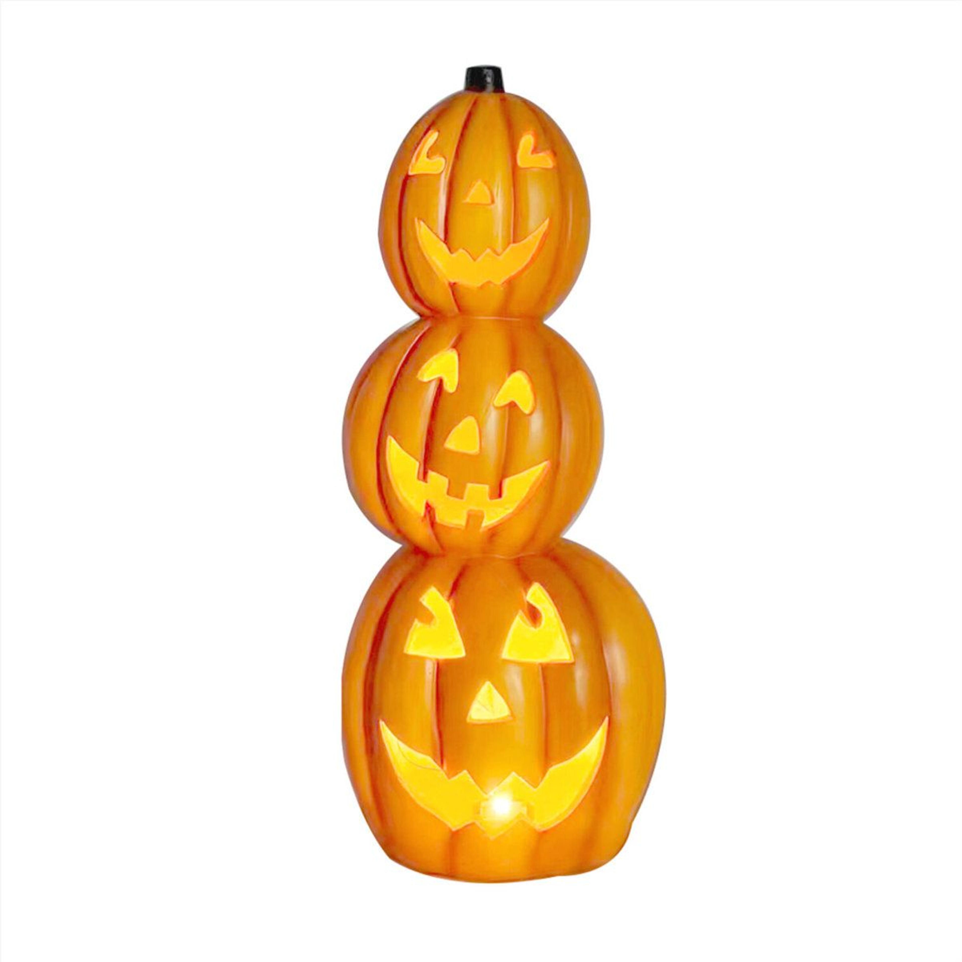 36-inch halloween jack-o-lantern stack statue with led lights