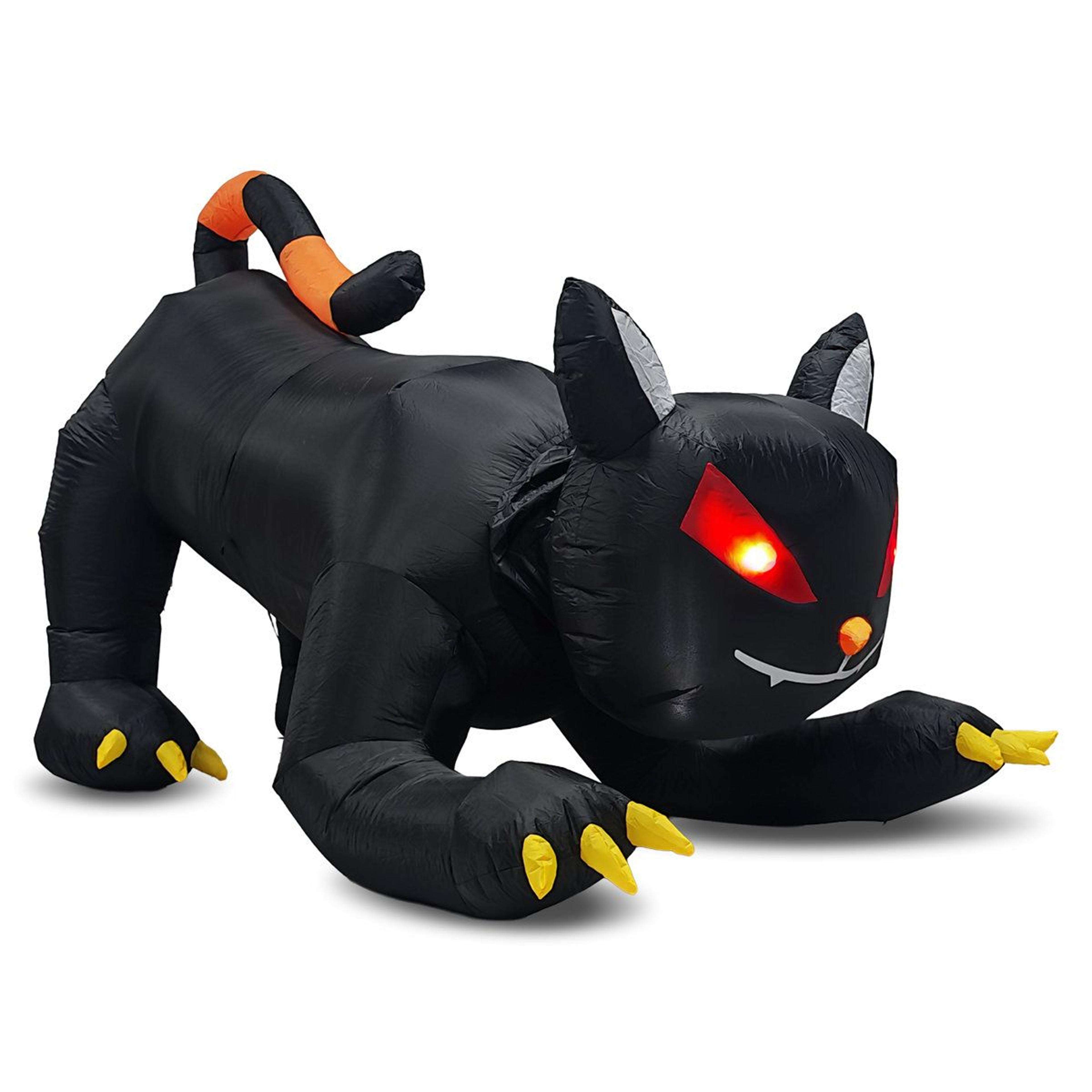 6.5 ft animated halloween inflatable black cat led yard decoration