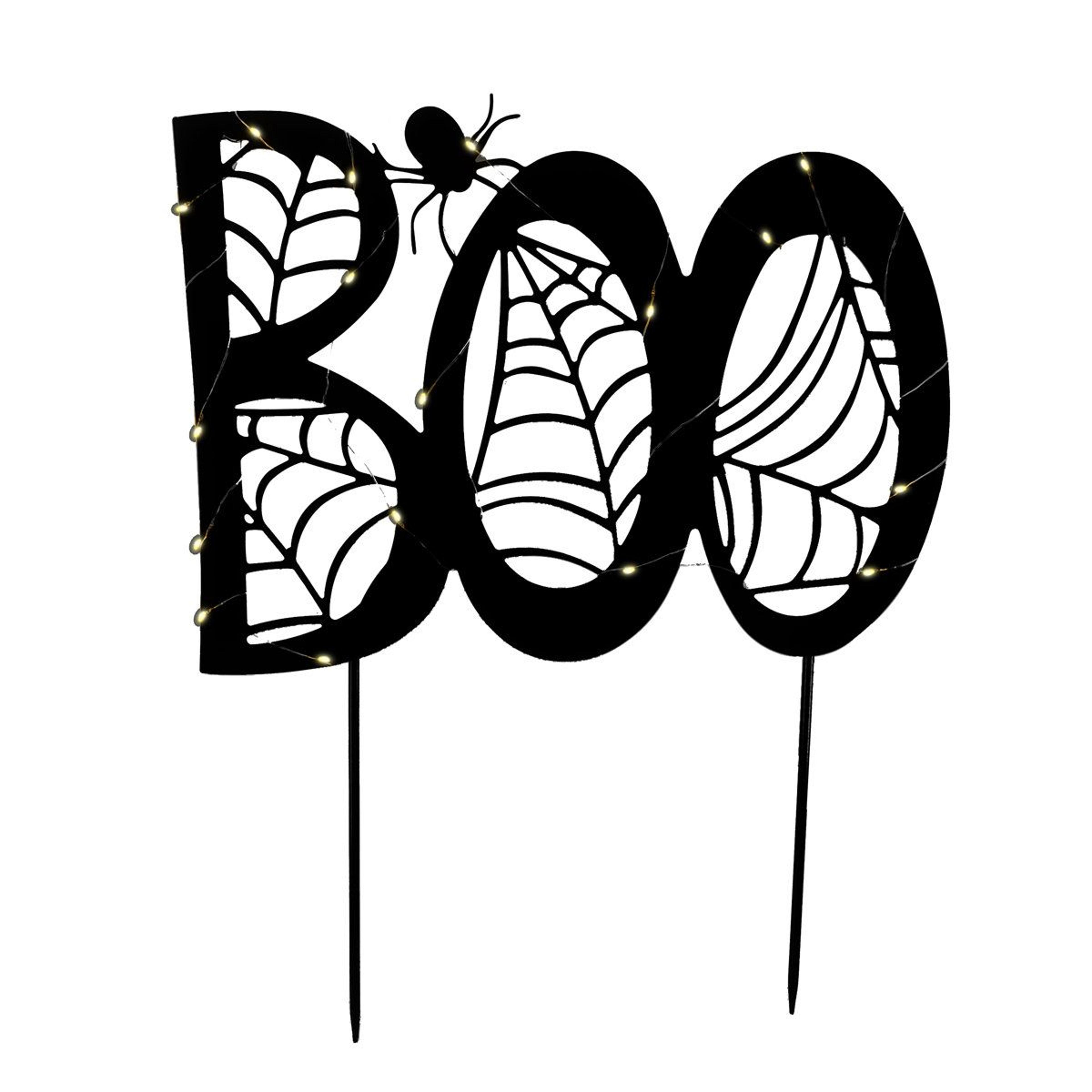 28 inch led lighted boo sign halloween garden stake accent