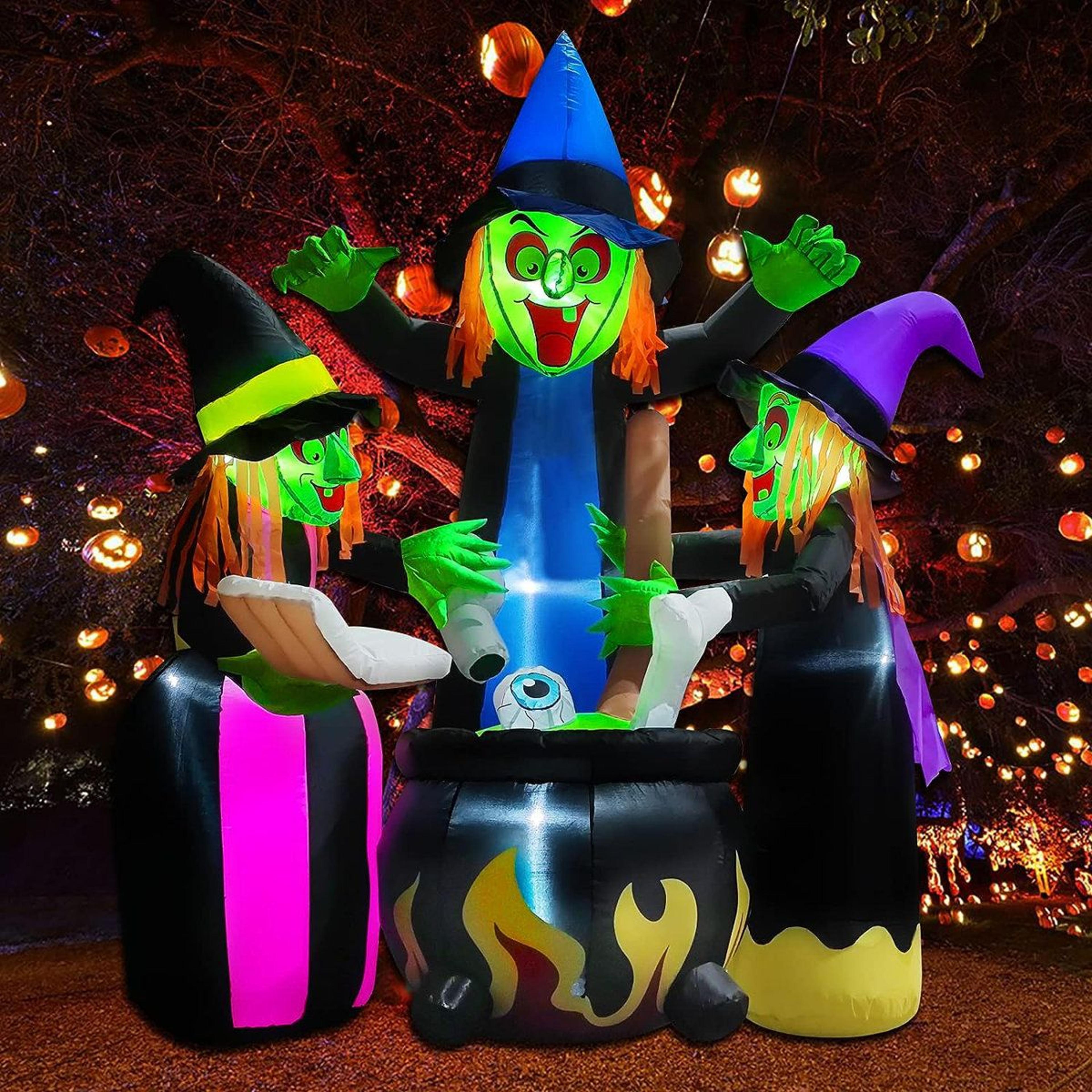 72 inch lighted inflatable witches halloween outdoor decoration