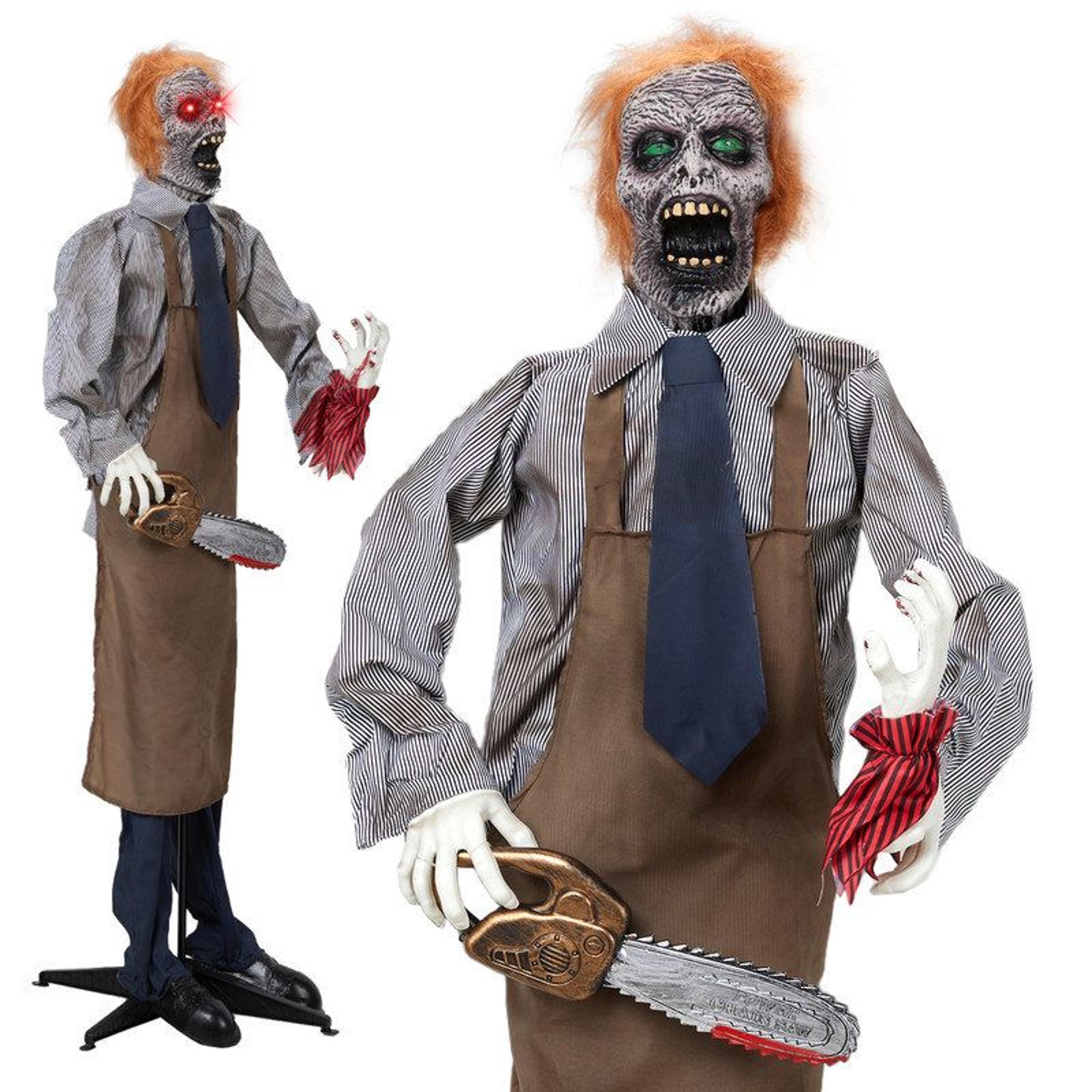 halloween 5.7ft life size animatronic standing prop with glowing red eyes
