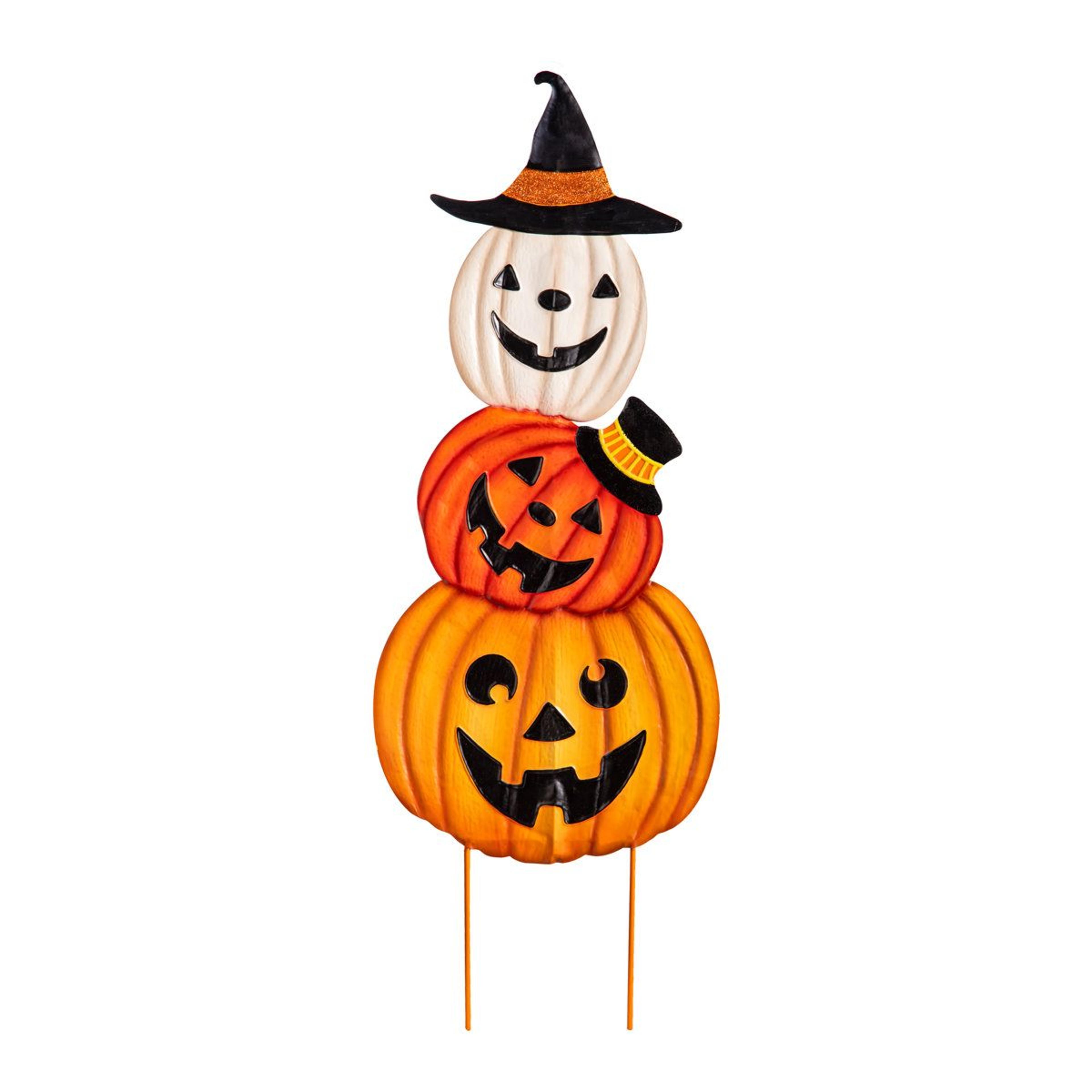 halloween metal pumpkin trio garden stake outdoor decorative yard sign