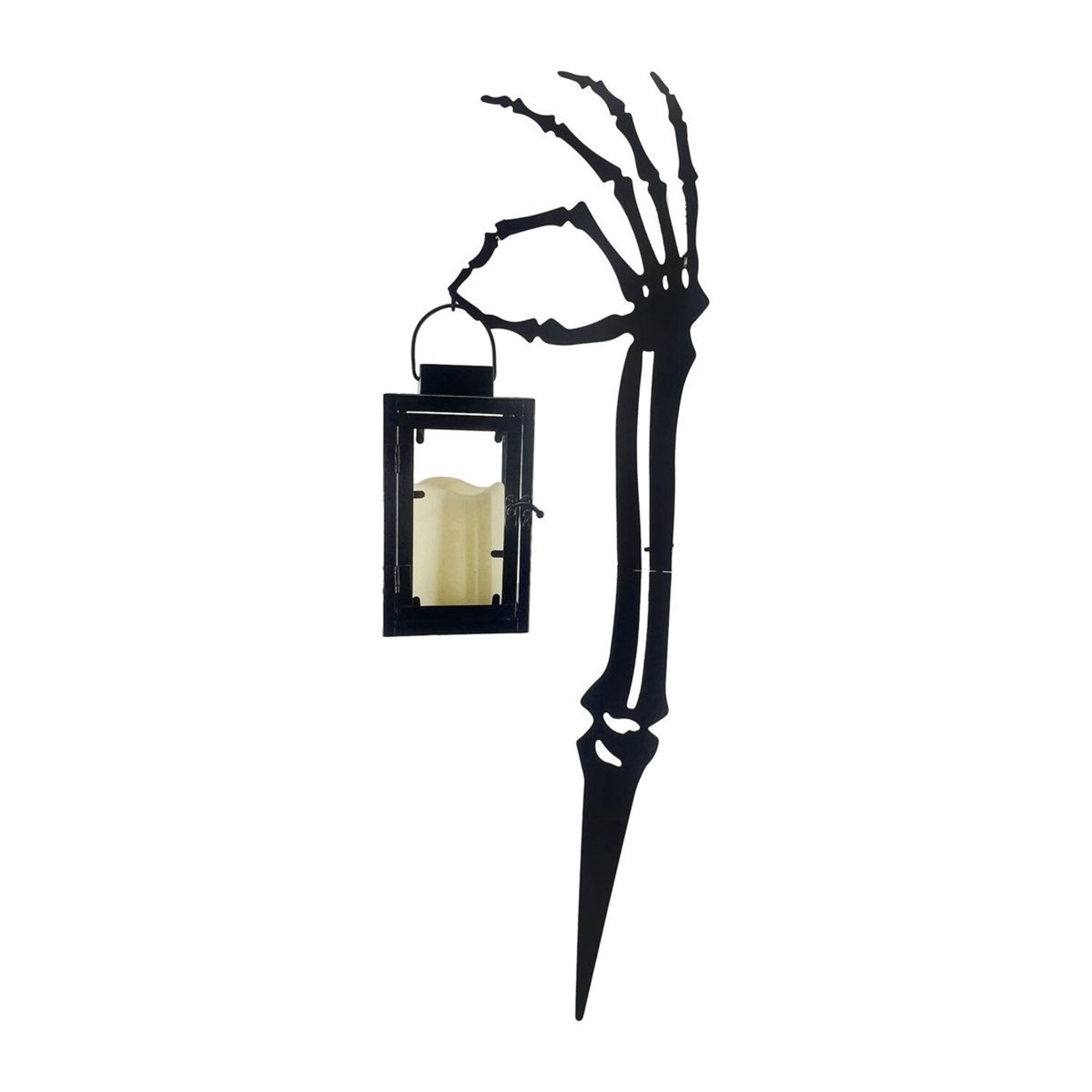 27 inch led lighted zombie hand with lantern ground stake halloween decoration