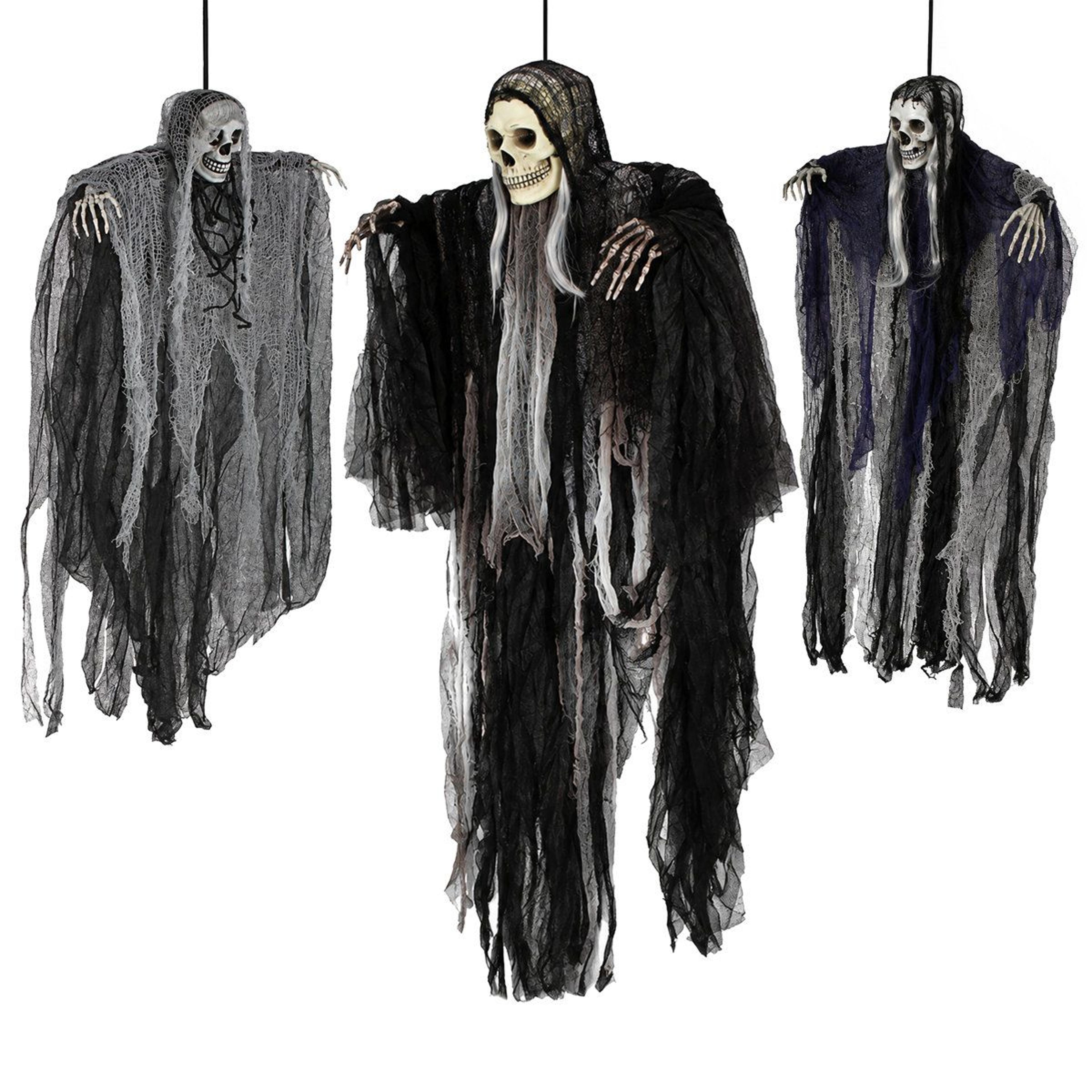 3 pack hanging skeleton grim reaper halloween decor set with adjustable arms