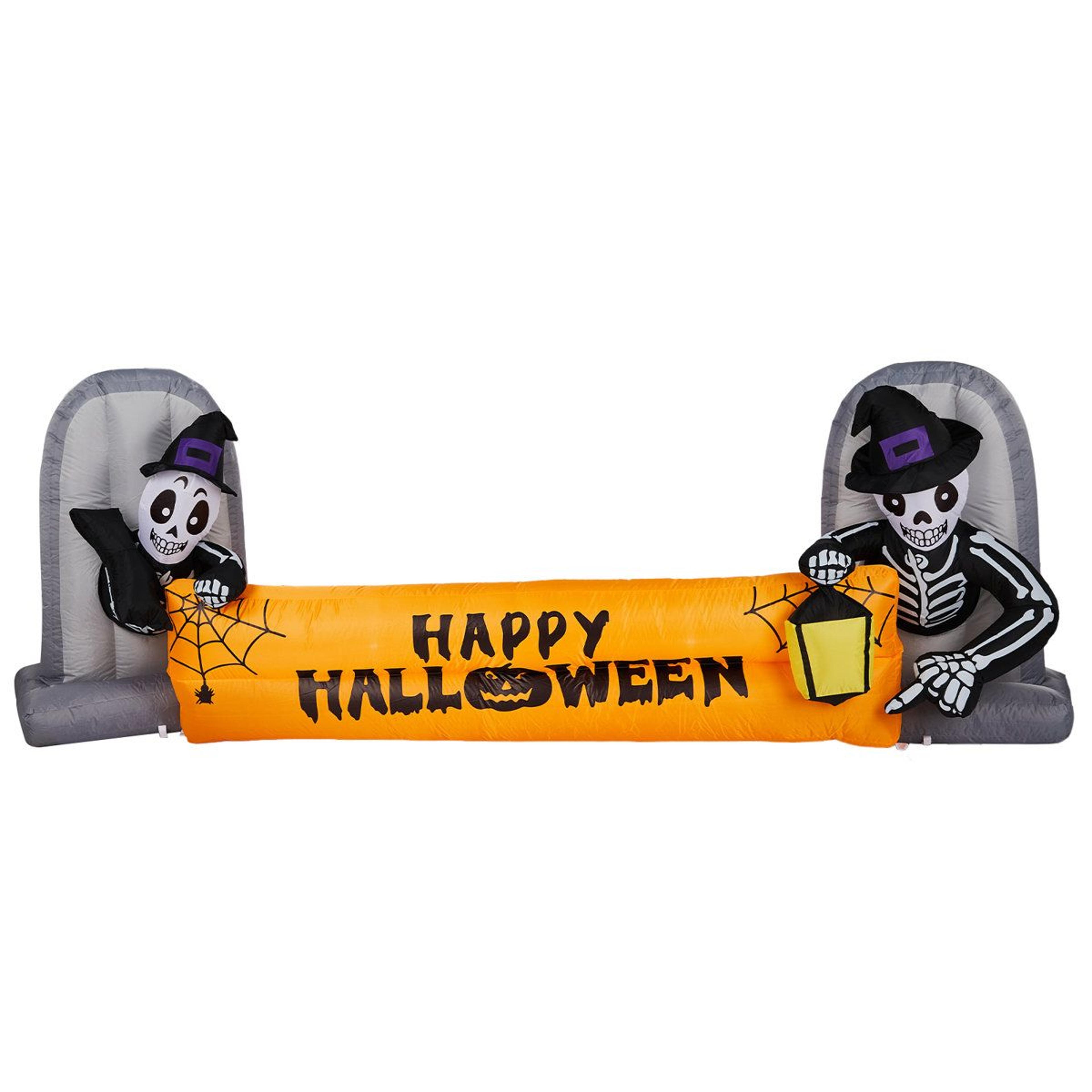 9.6 ft halloween inflatable skeleton tombstone lighted outdoor lawn decoration