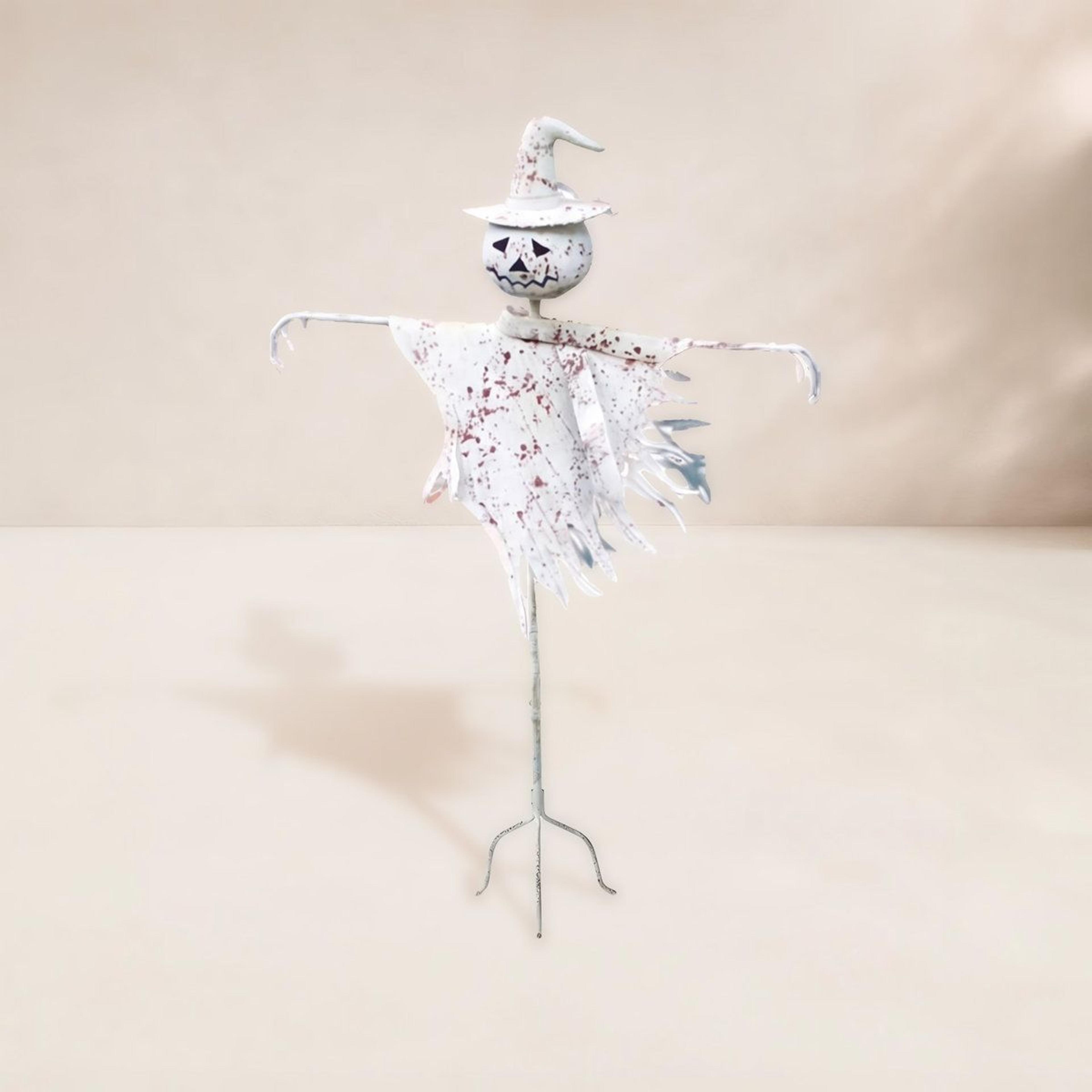 rustic metal scarecrow yard stake distressed halloween fall decor