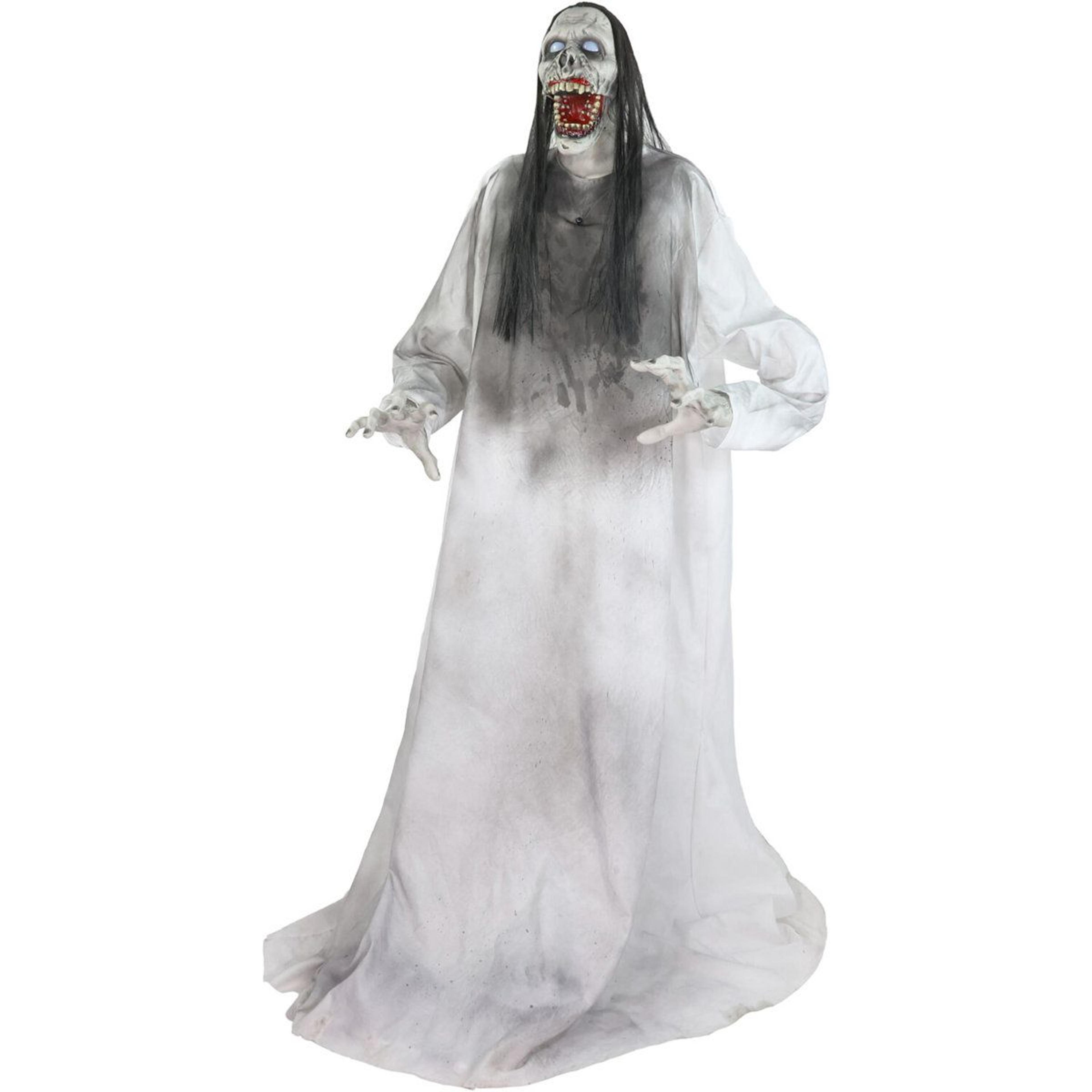 5.9 ft life size lurching woman motion sensor halloween animatronic