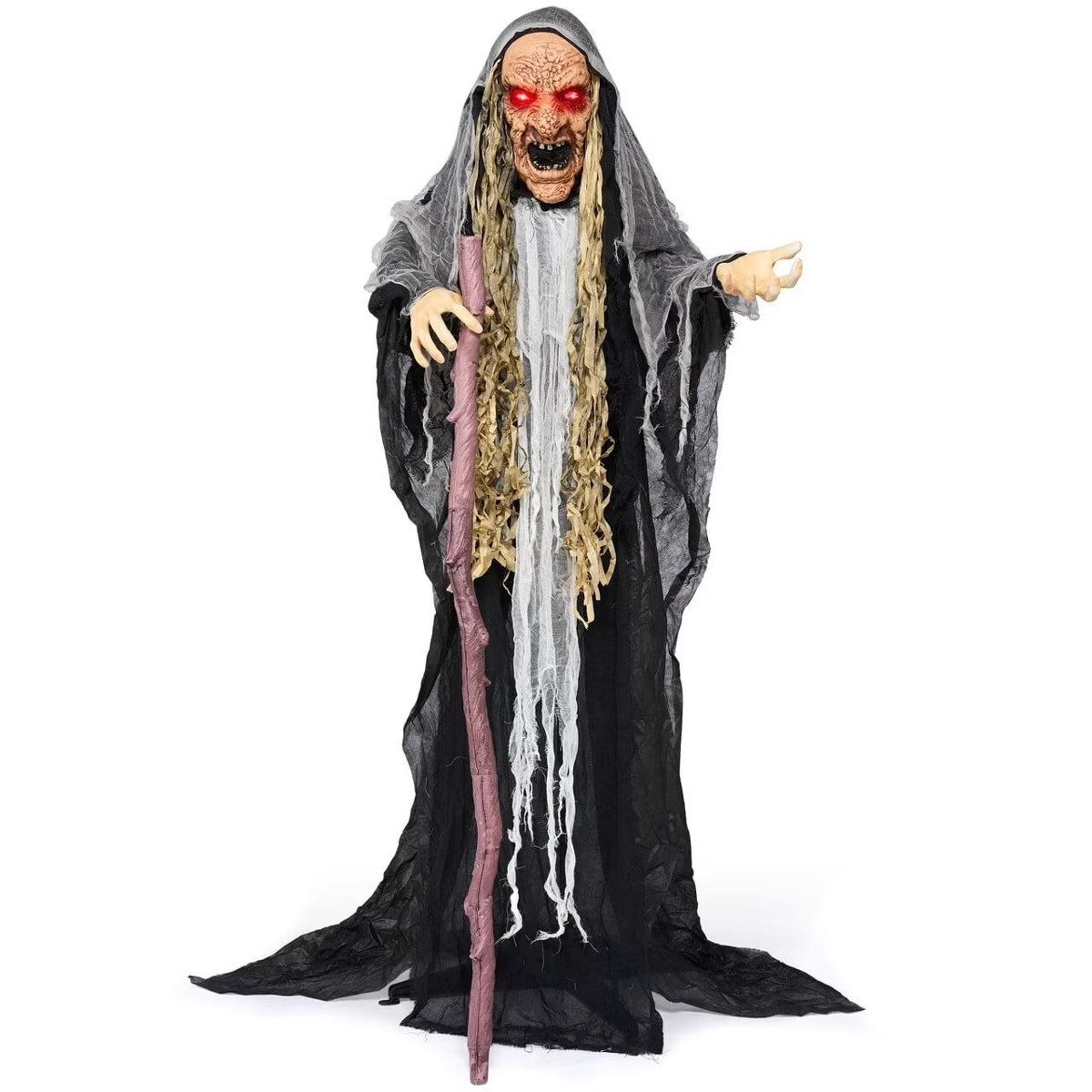 65 inch standing animatronic hunchback witch halloween decoration with motion sensor