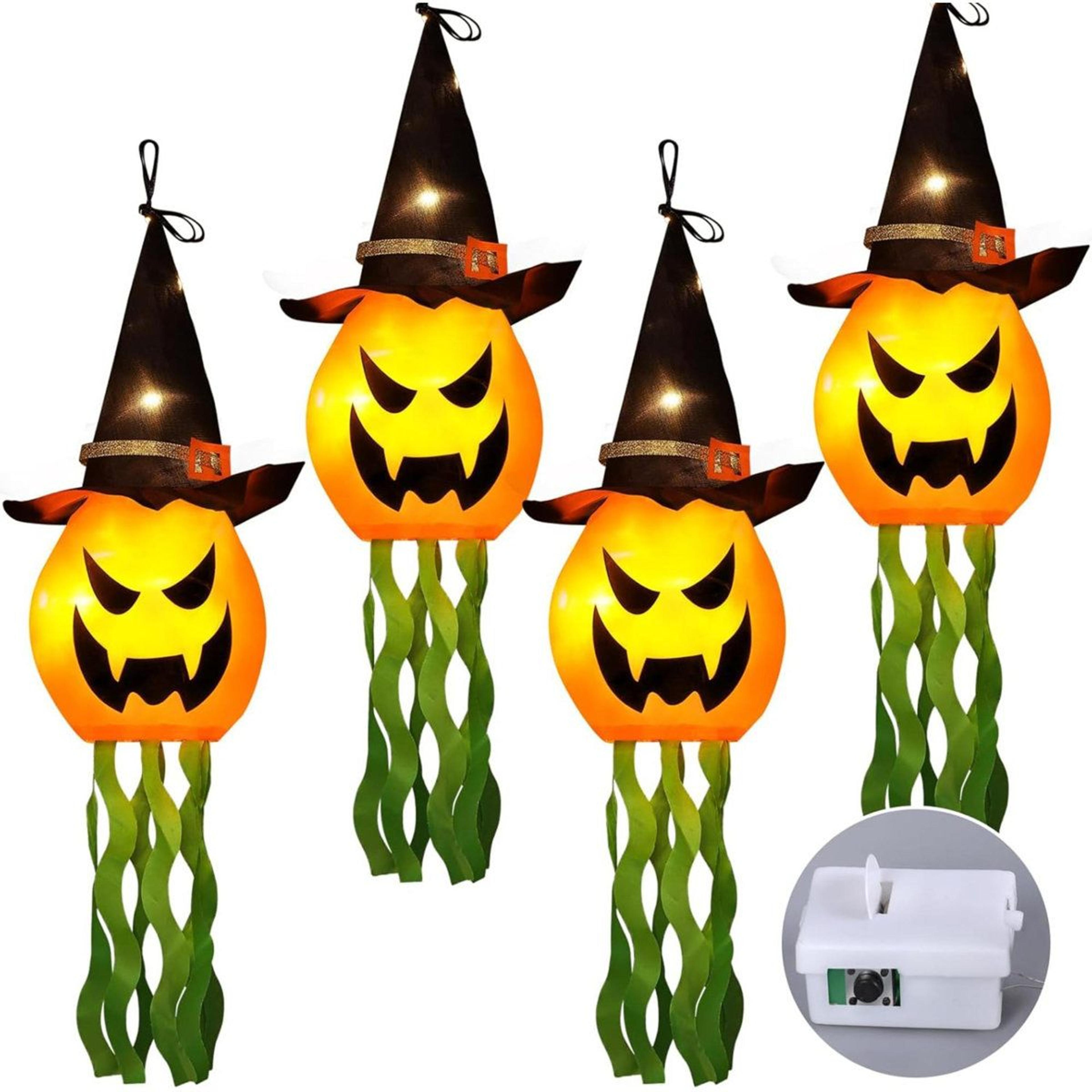 4 pack orange hanging lighted glowing witch hat halloween decorations