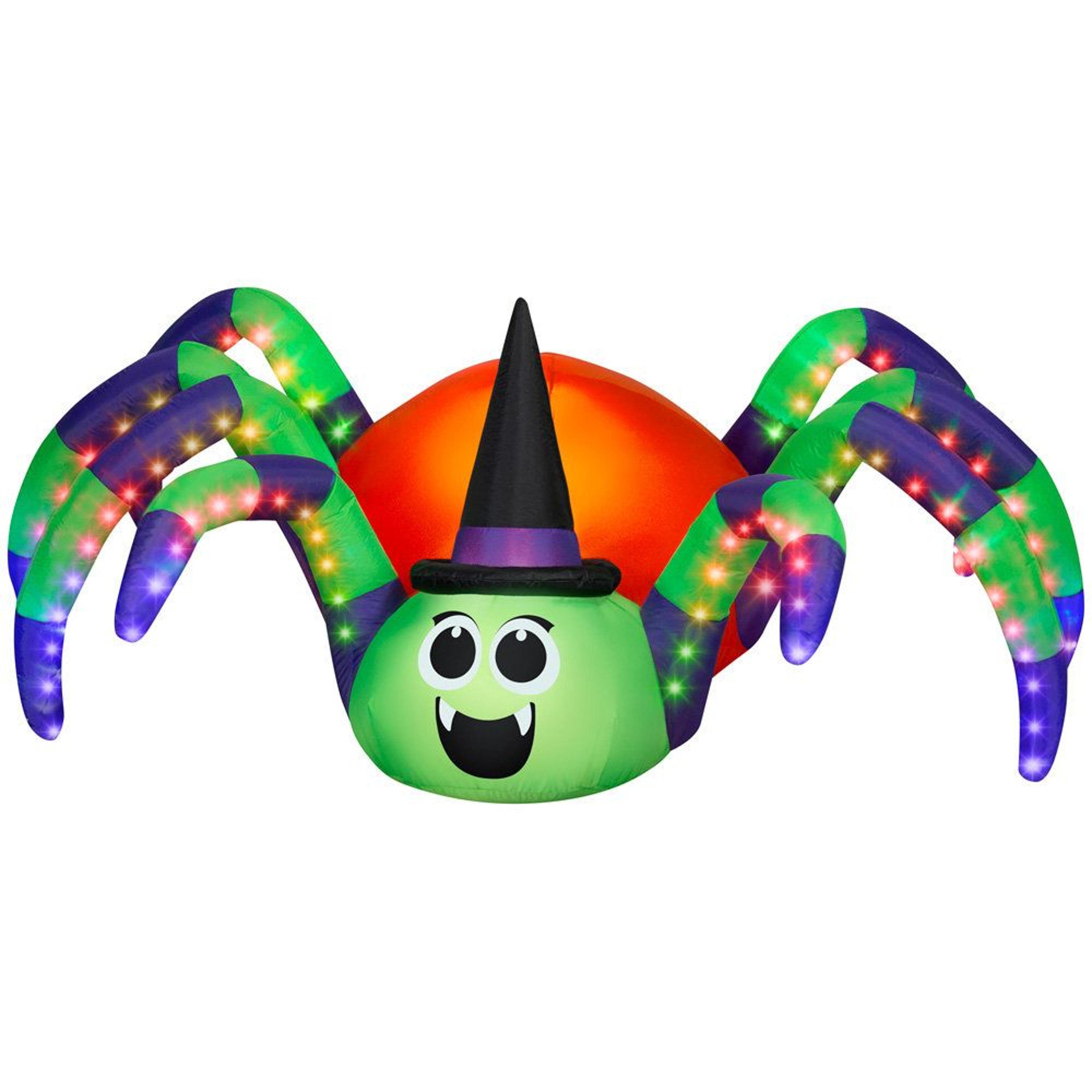 animated halloween inflatable friendly spider with colorful lights