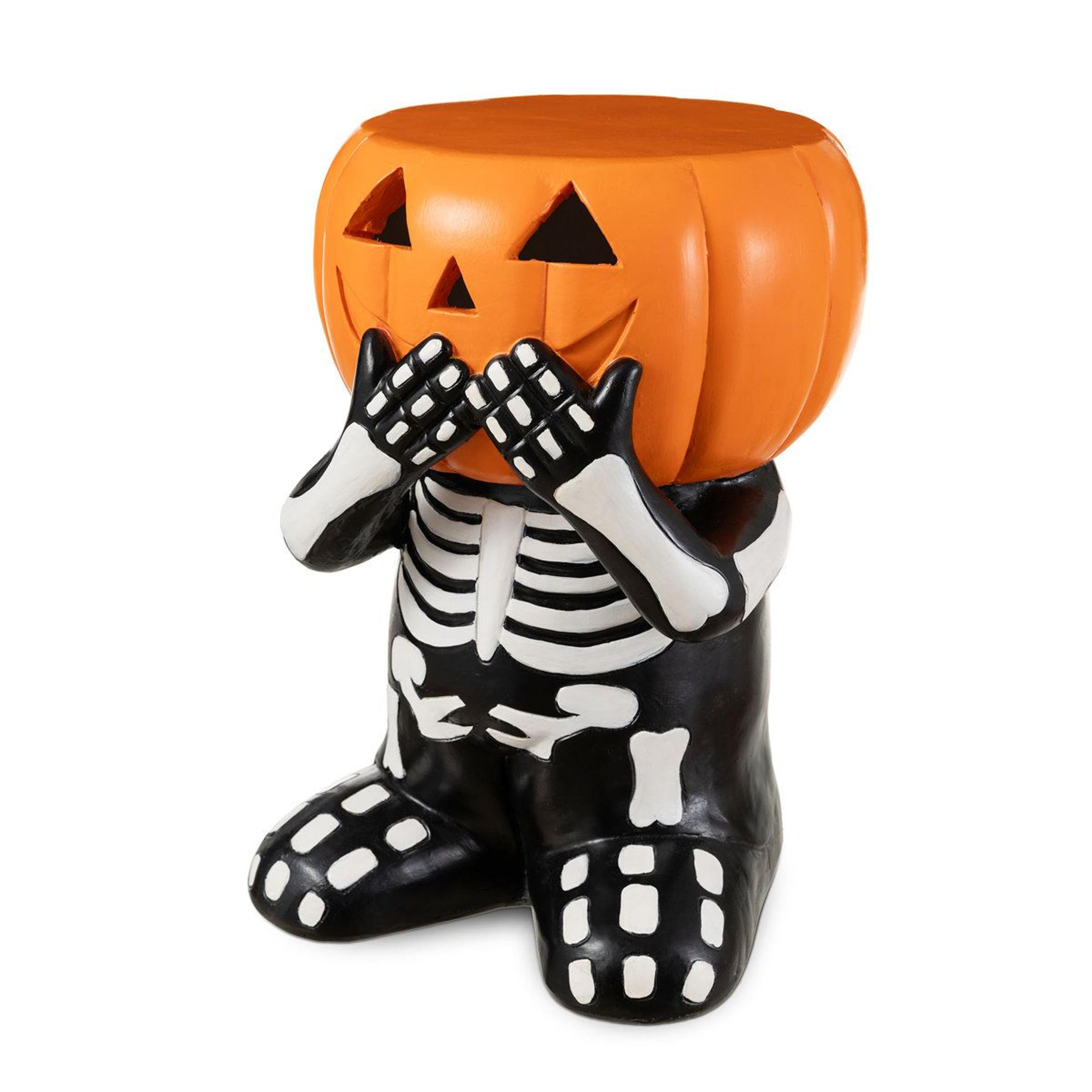 skeleton pumpkin halloween stool 14.5 inch mgo accent table