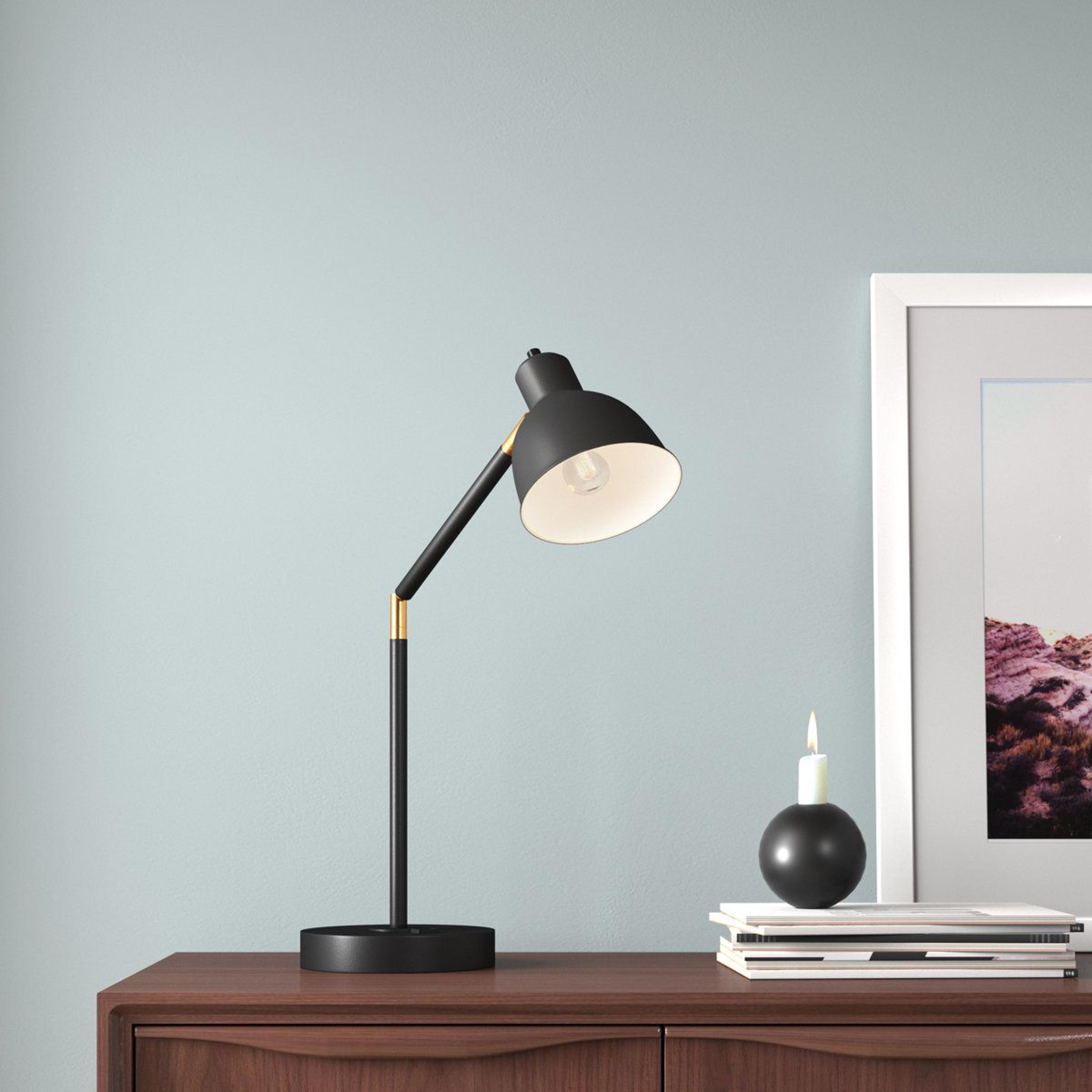 adjustable desk lamp with power outlet black metal industrial architect lamp for office