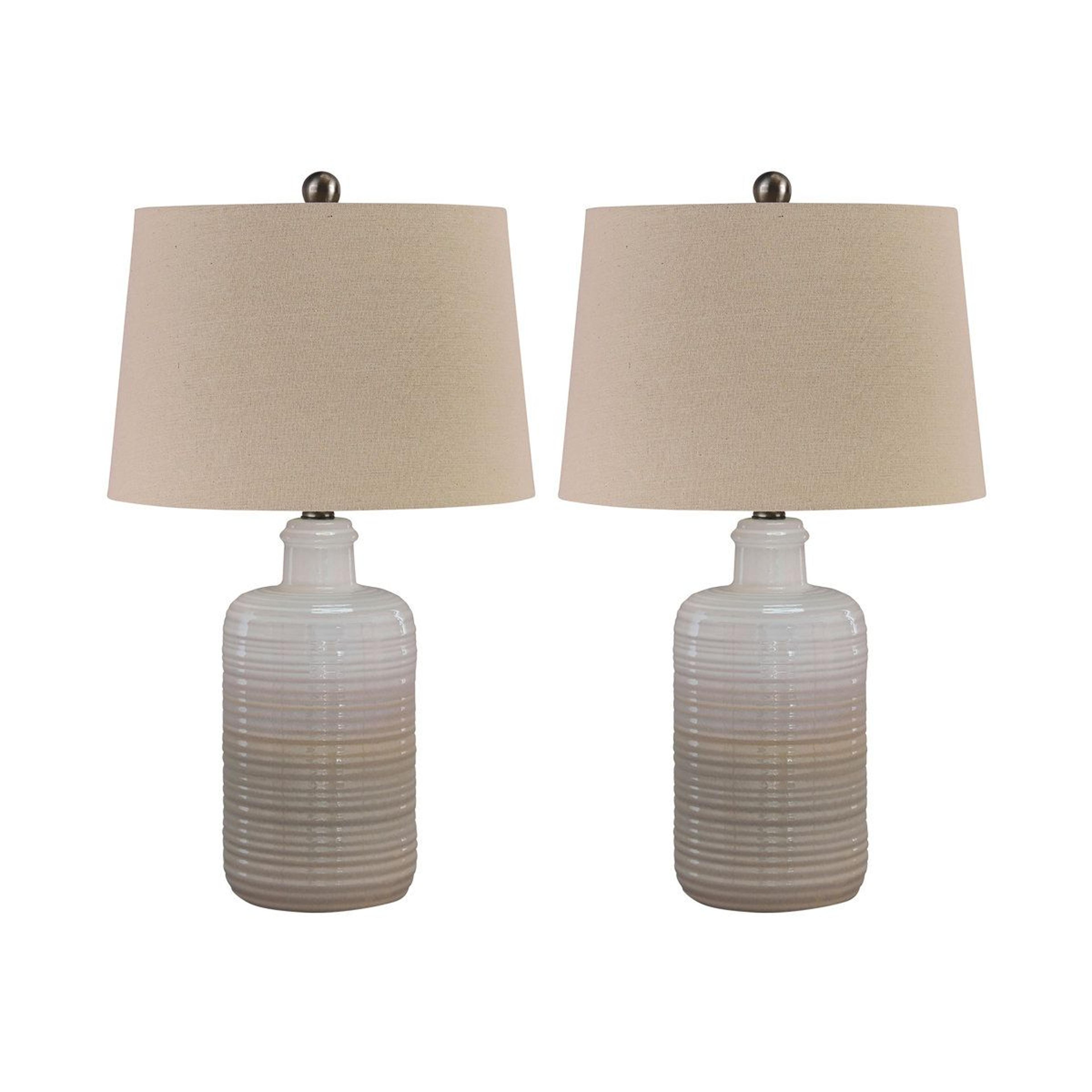 textured ceramic table lamp set of 2 with taupe empire shades 25 inch