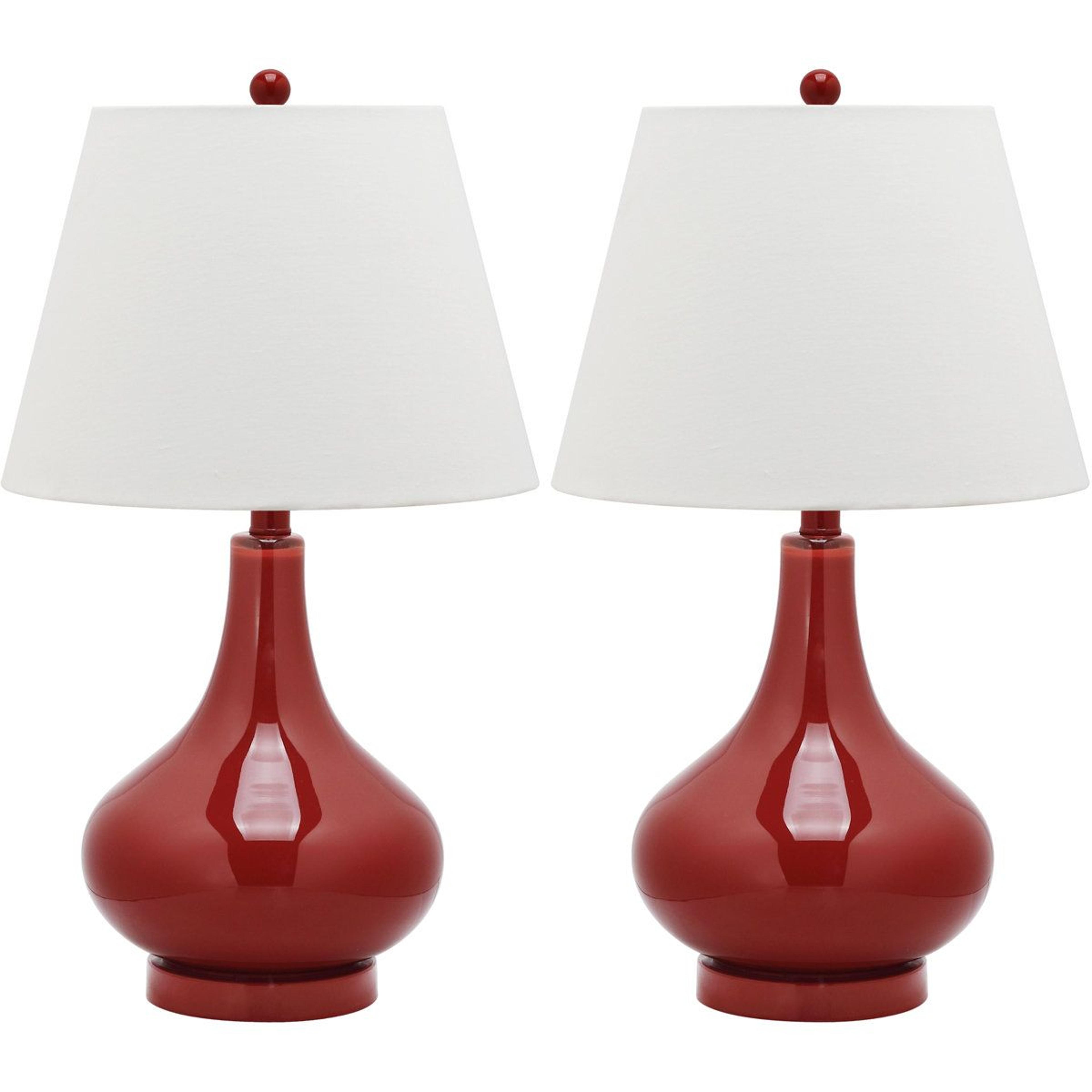 teardrop glass table lamp set of 2 with off white cotton empire shade 24 inch