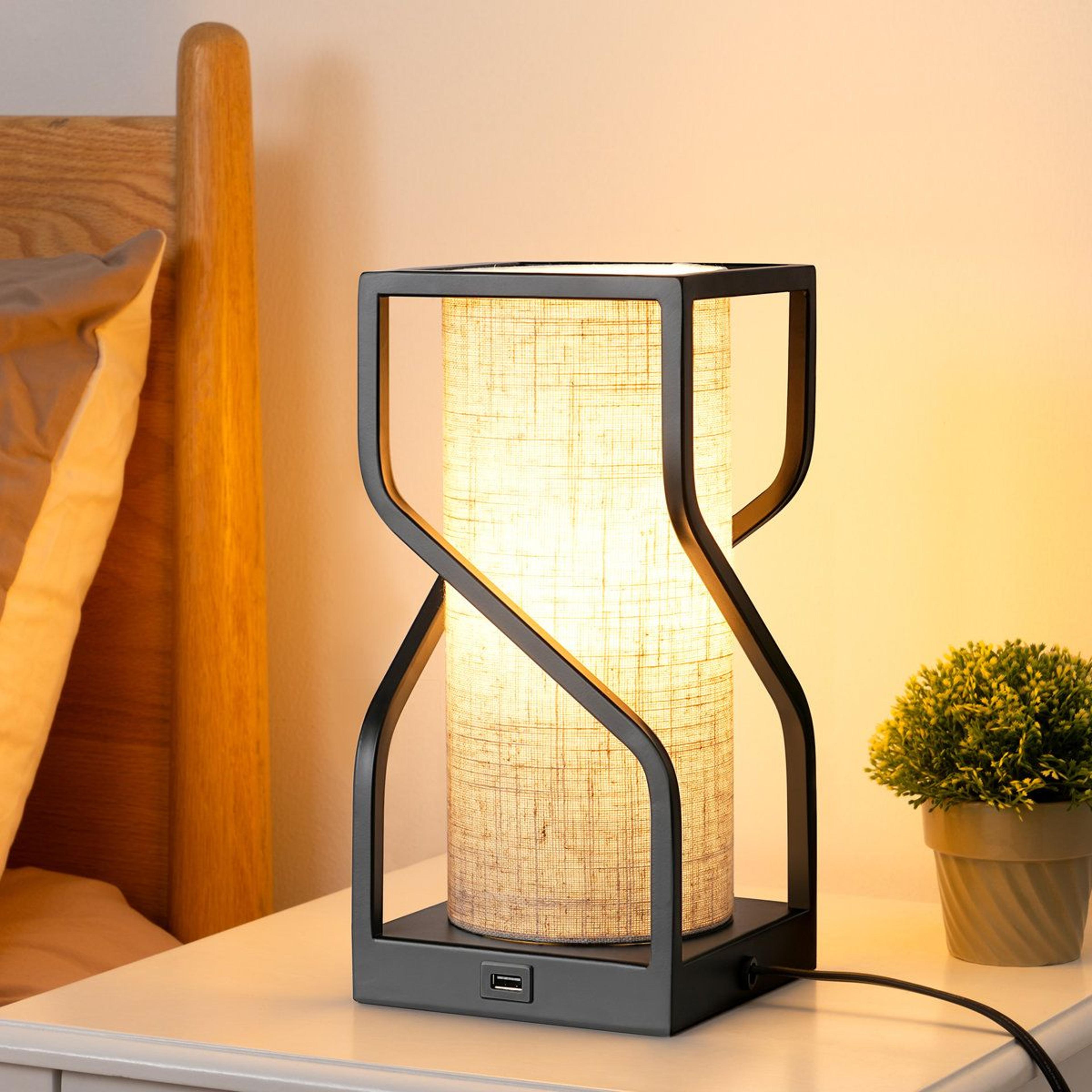 metal touch control table lamp with linen shade and dimmable led bulb