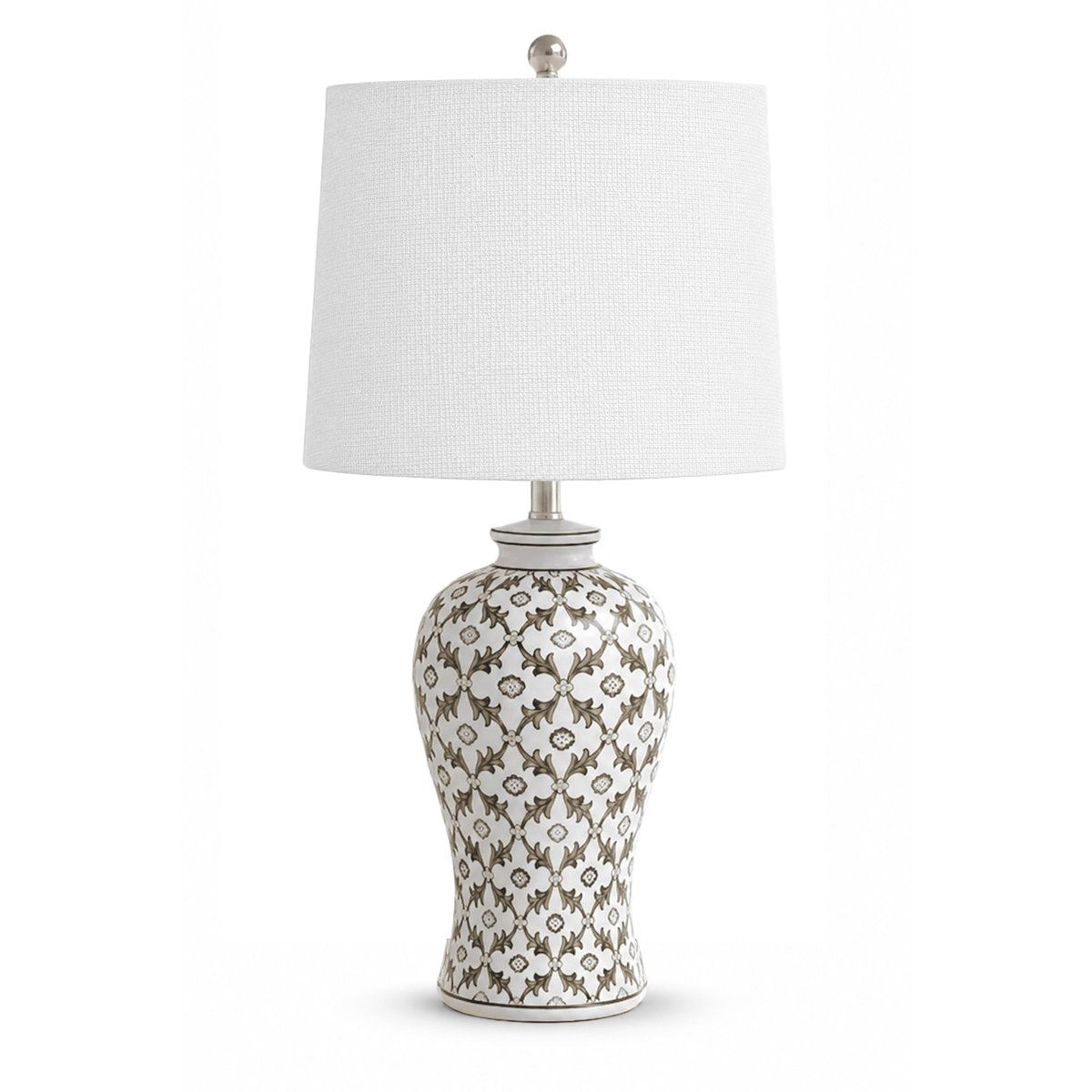 24.5 inch modern blue and white ceramic table lamp with 3-way dimming