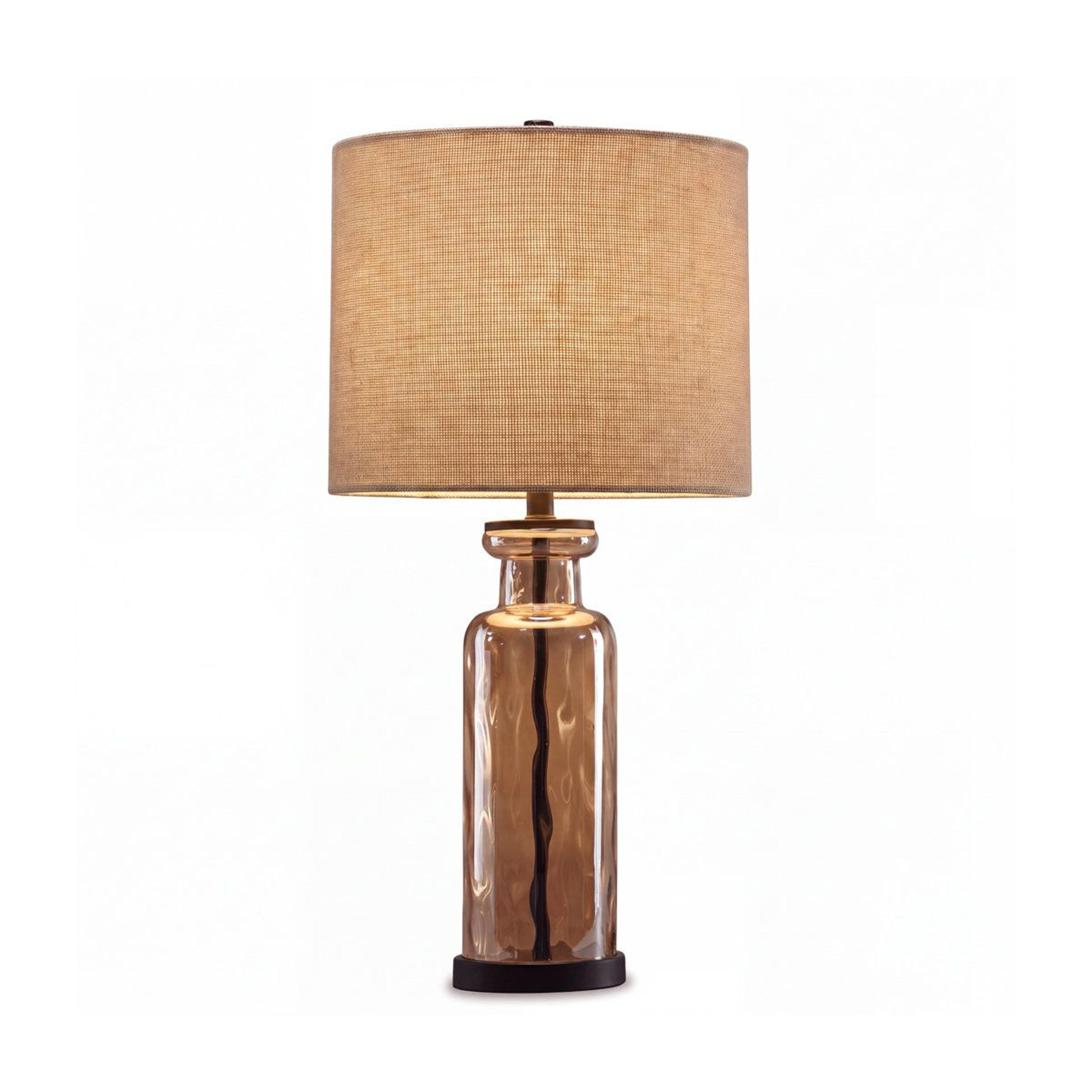 glass table lamp with burlap shade 28.25 inch vintage accent lighting