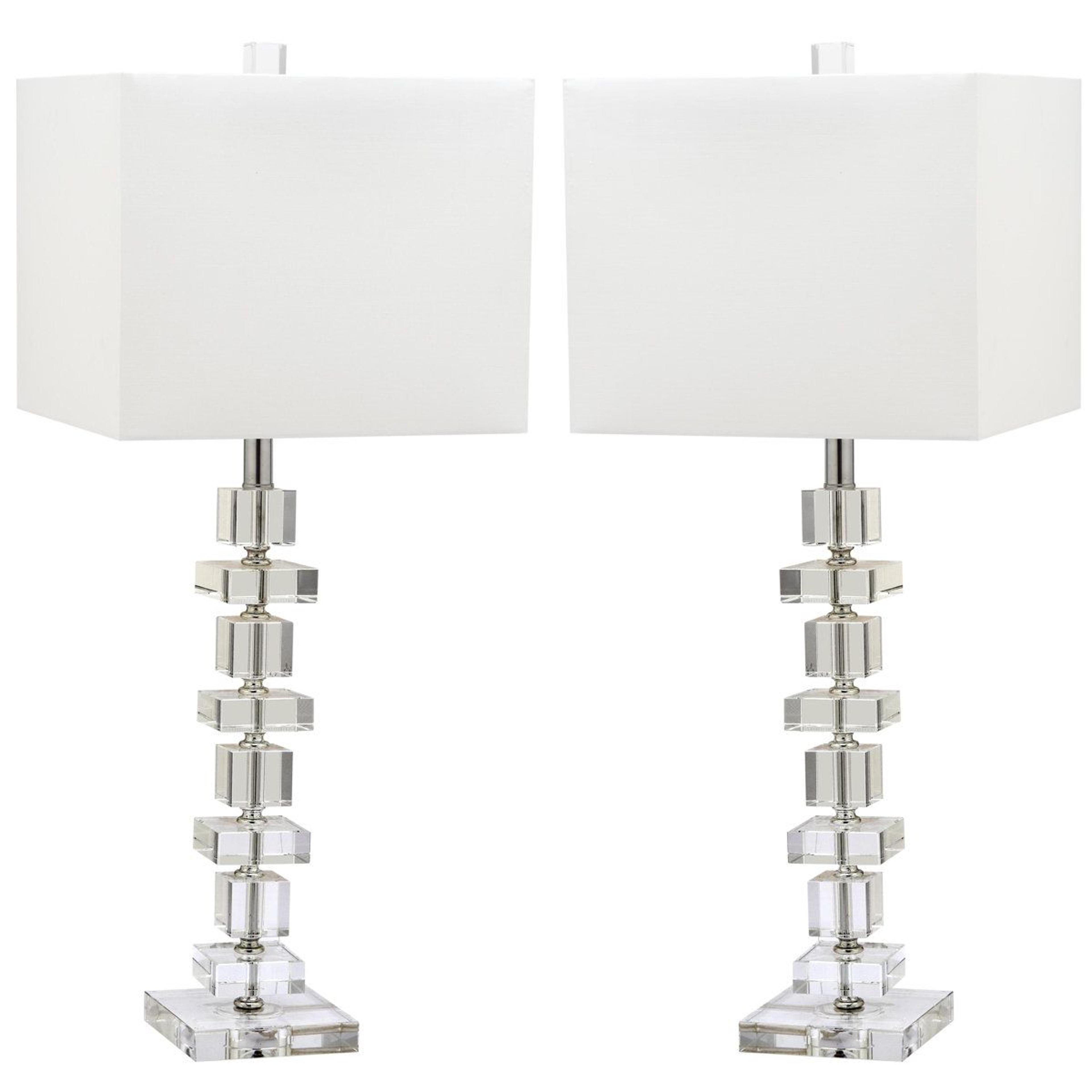 crystal table lamp set of 2 modern stacked square accent lighting