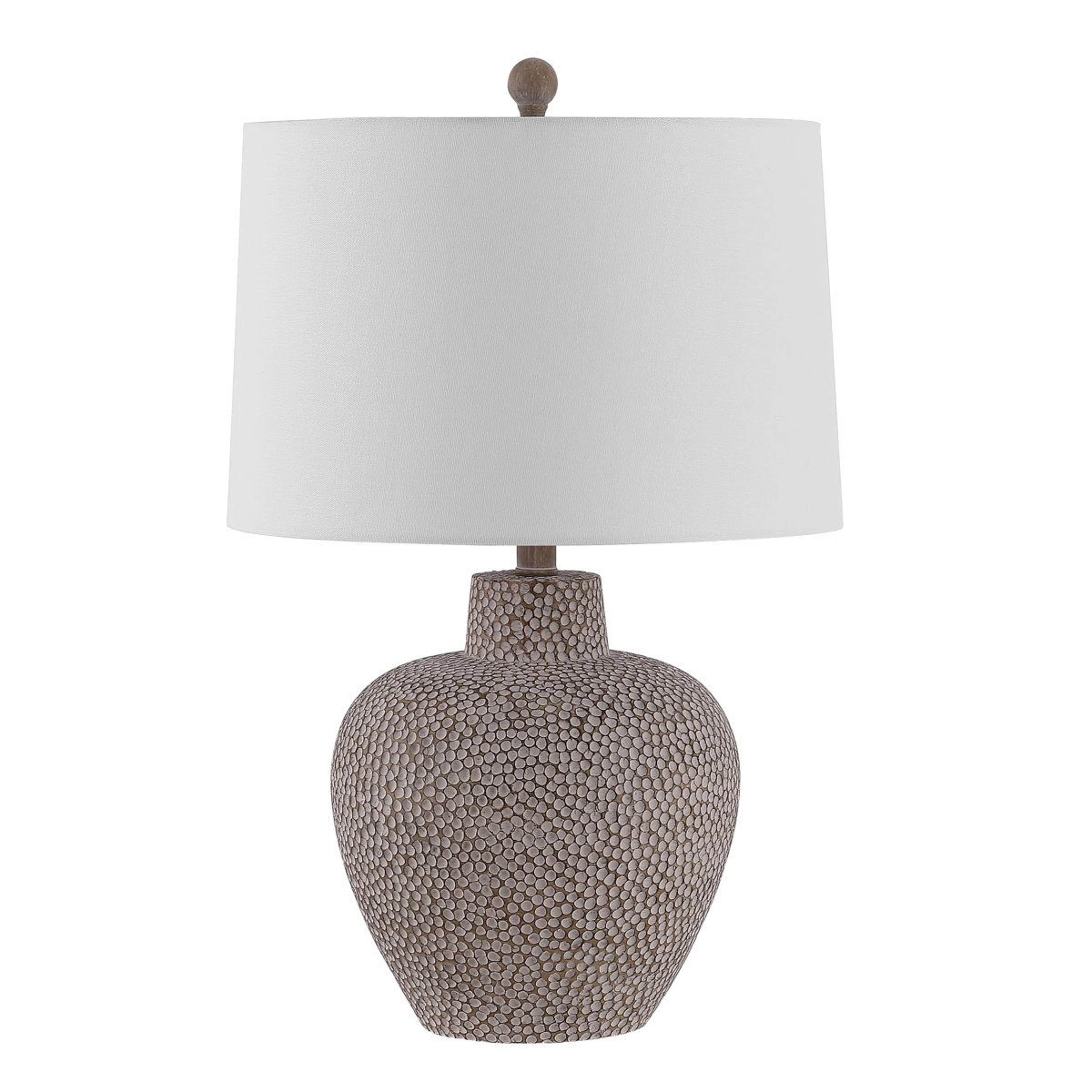 resin table lamp with white empire shade for bedside nightstands and living rooms