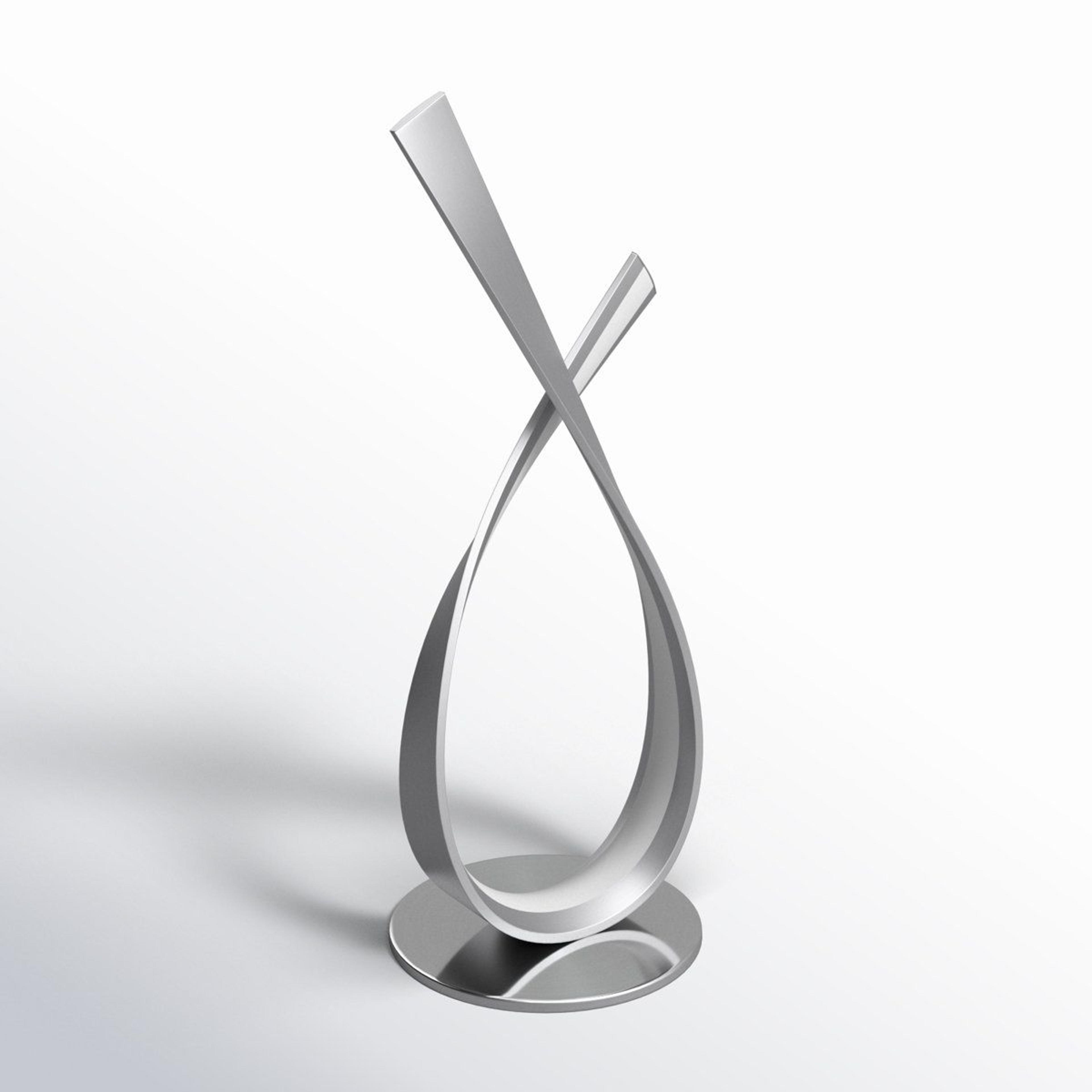 curved metal loop table lamp with integrated led and built-in dimmer