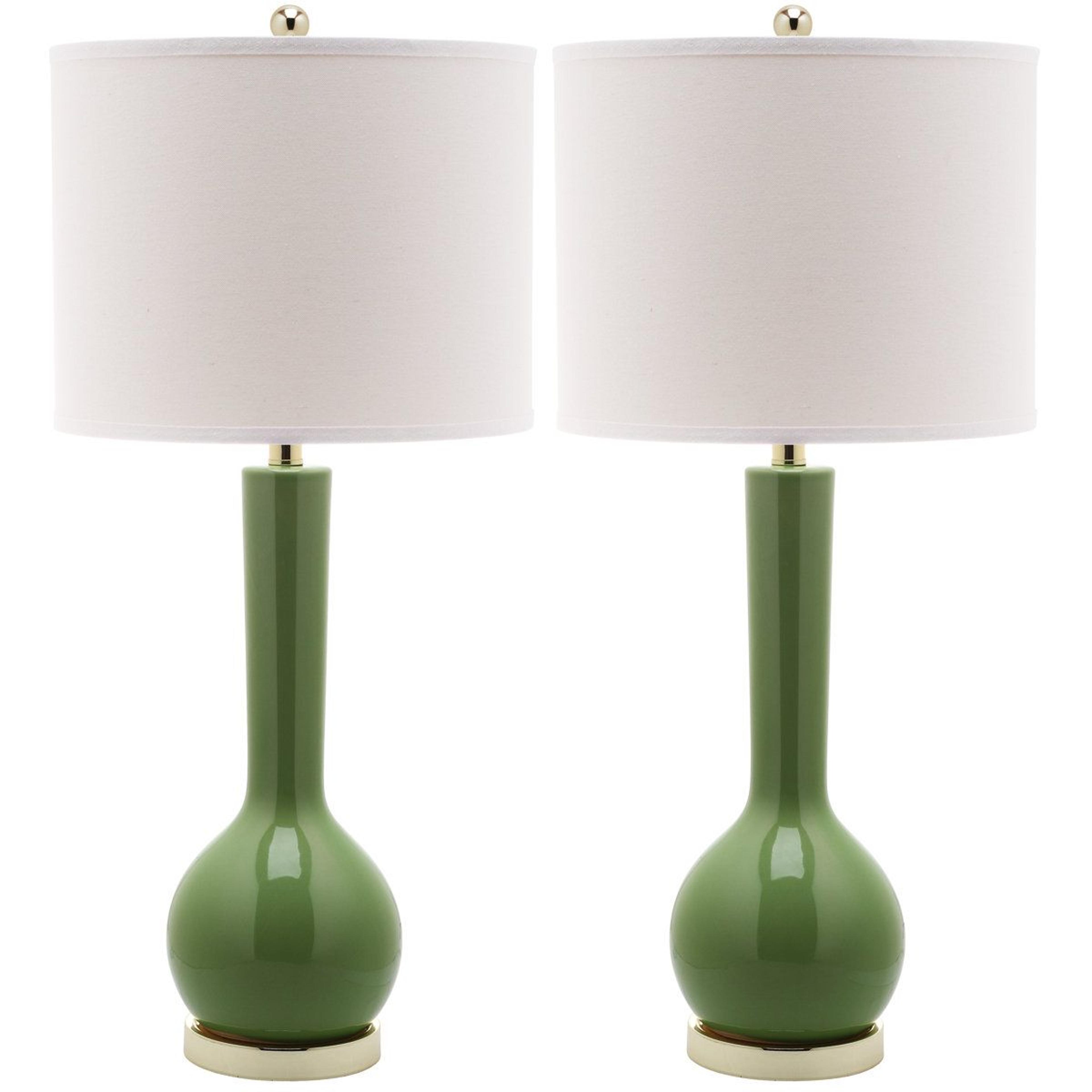 ceramic table lamp set of 2 with white cotton drum shade