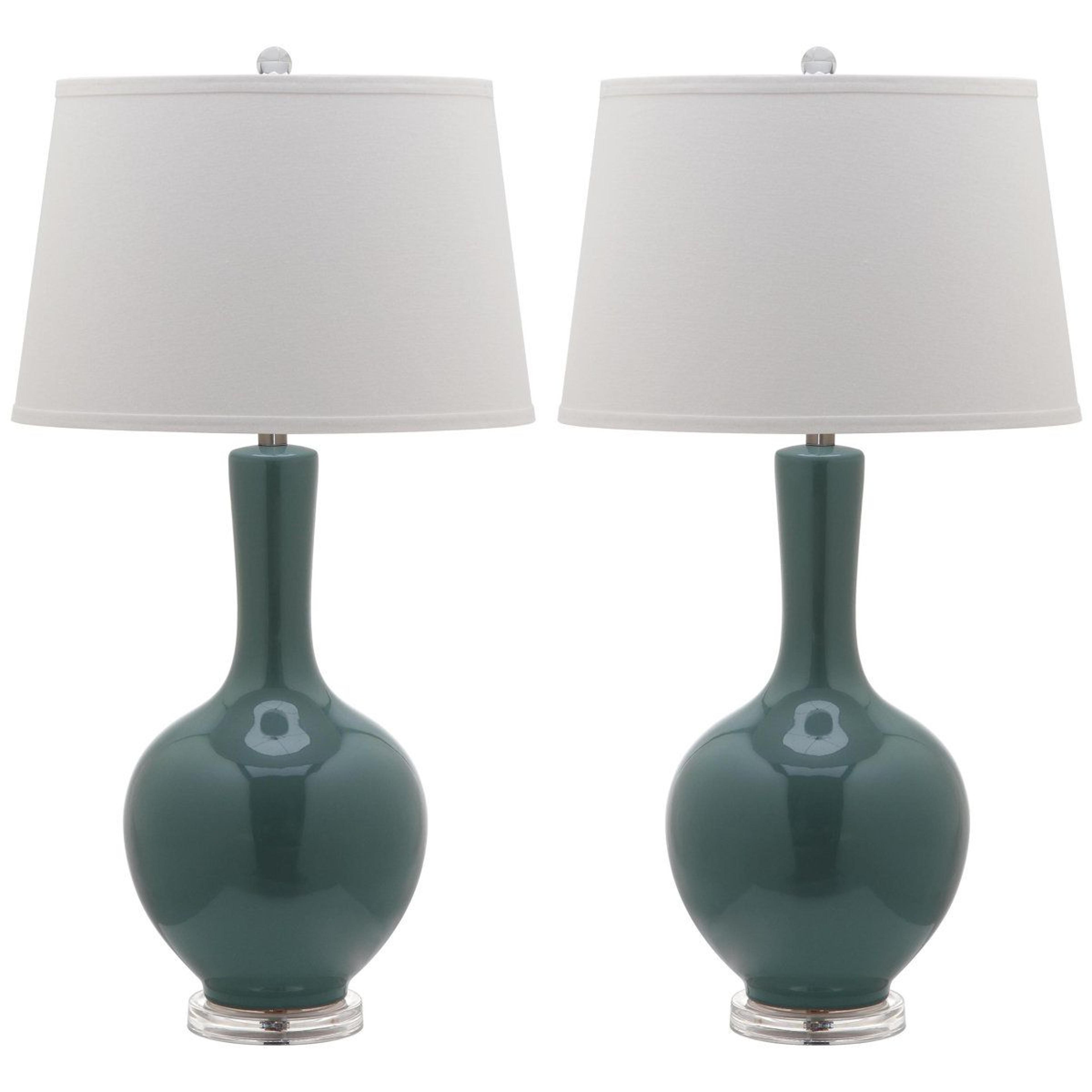 ceramic table lamp set of 2 with empire cotton shade 32 inch