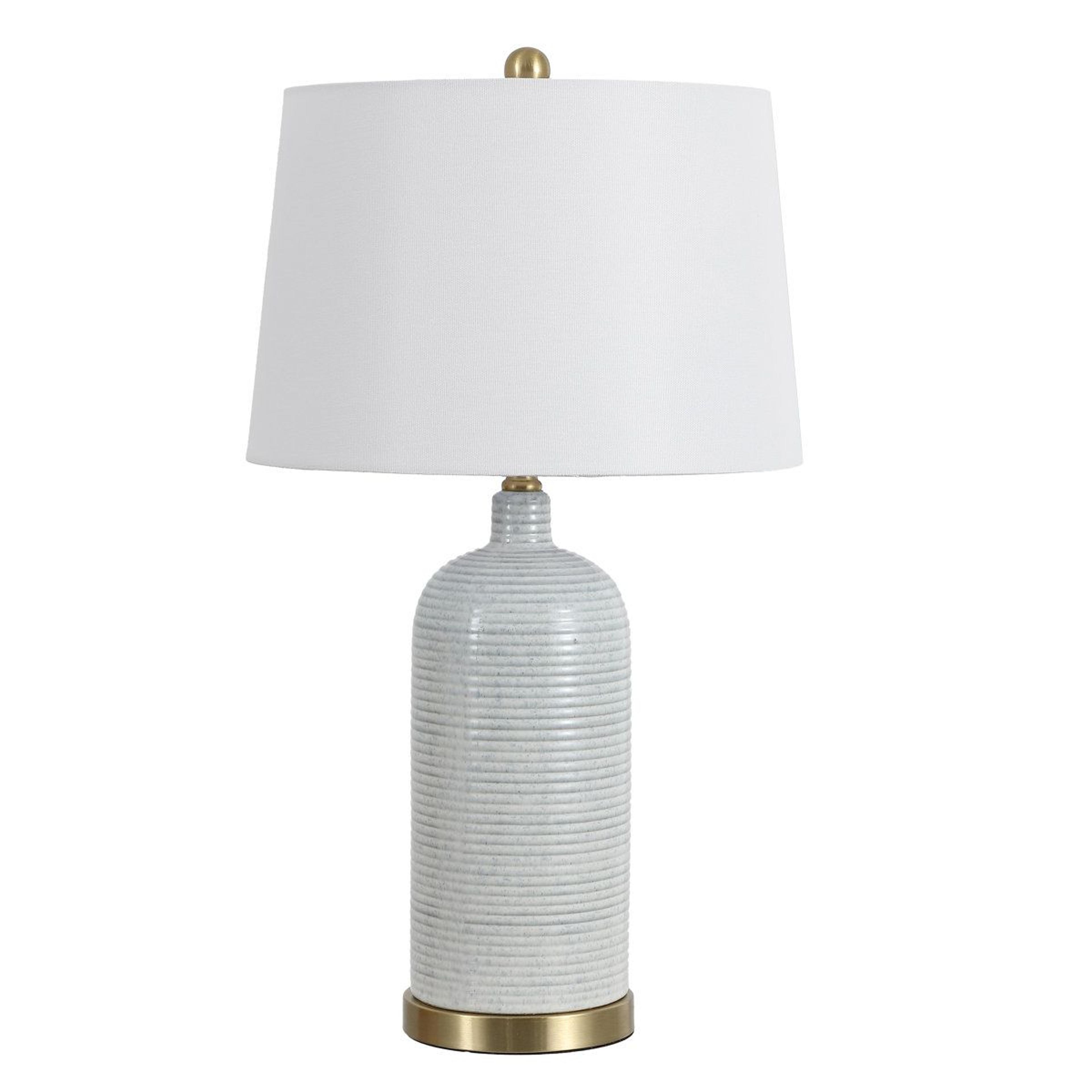 textured ceramic base table lamp with cotton empire shade