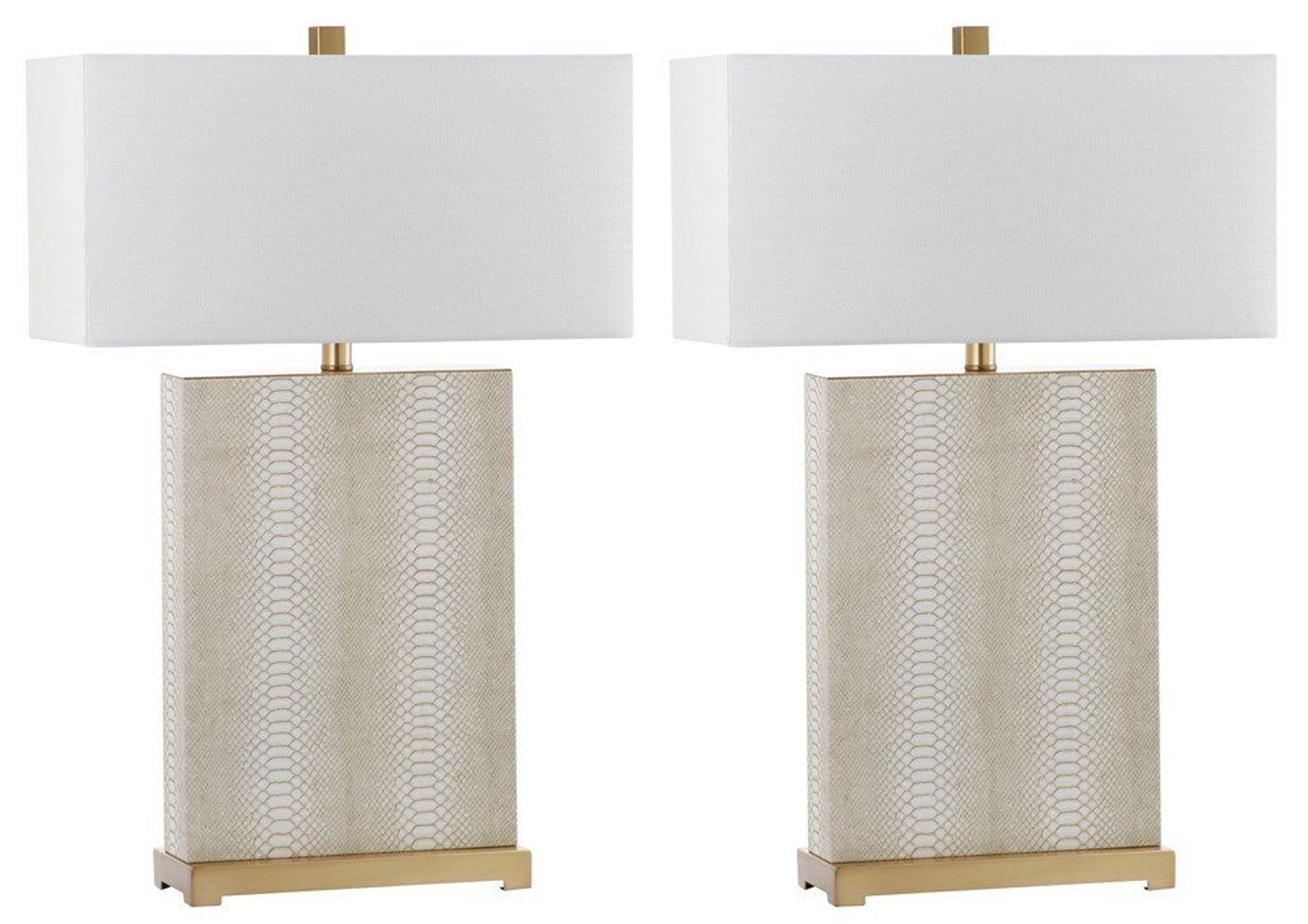 29.5 inch rectangular metal table lamp set of 2 with faux crocodile base