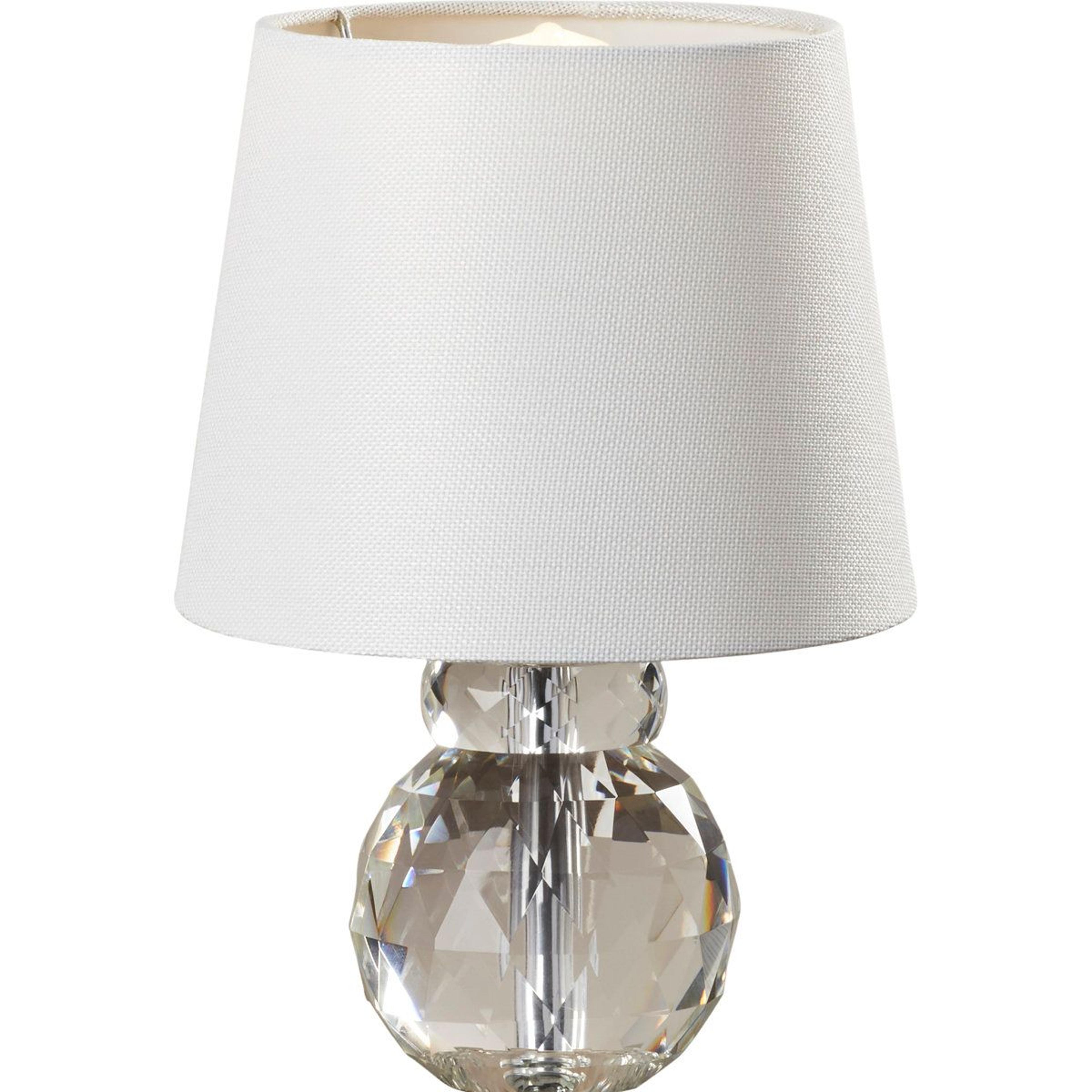 crystal table lamp with white tapered empire shade
