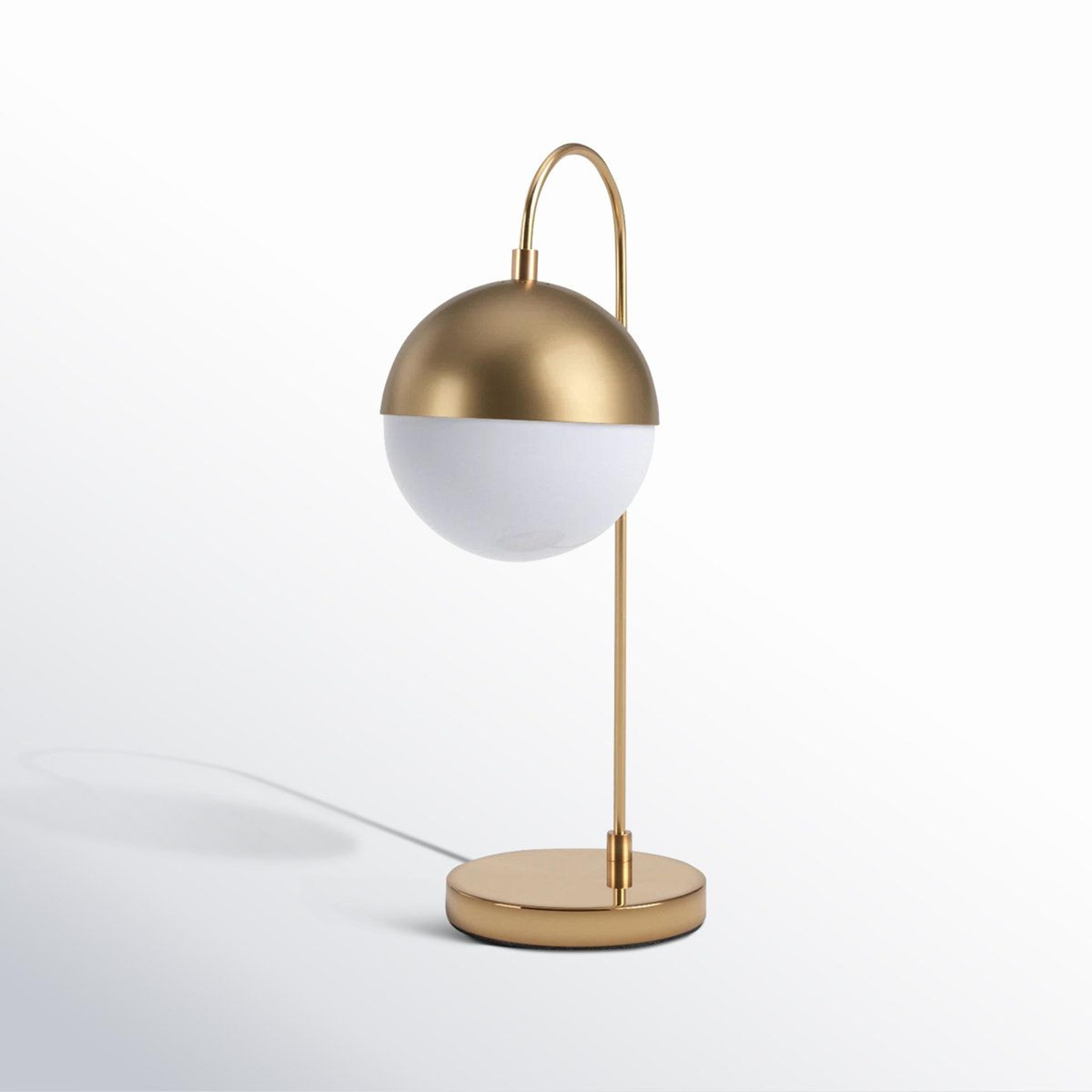 20.5 inch brass gold desk lamp with white globe shade