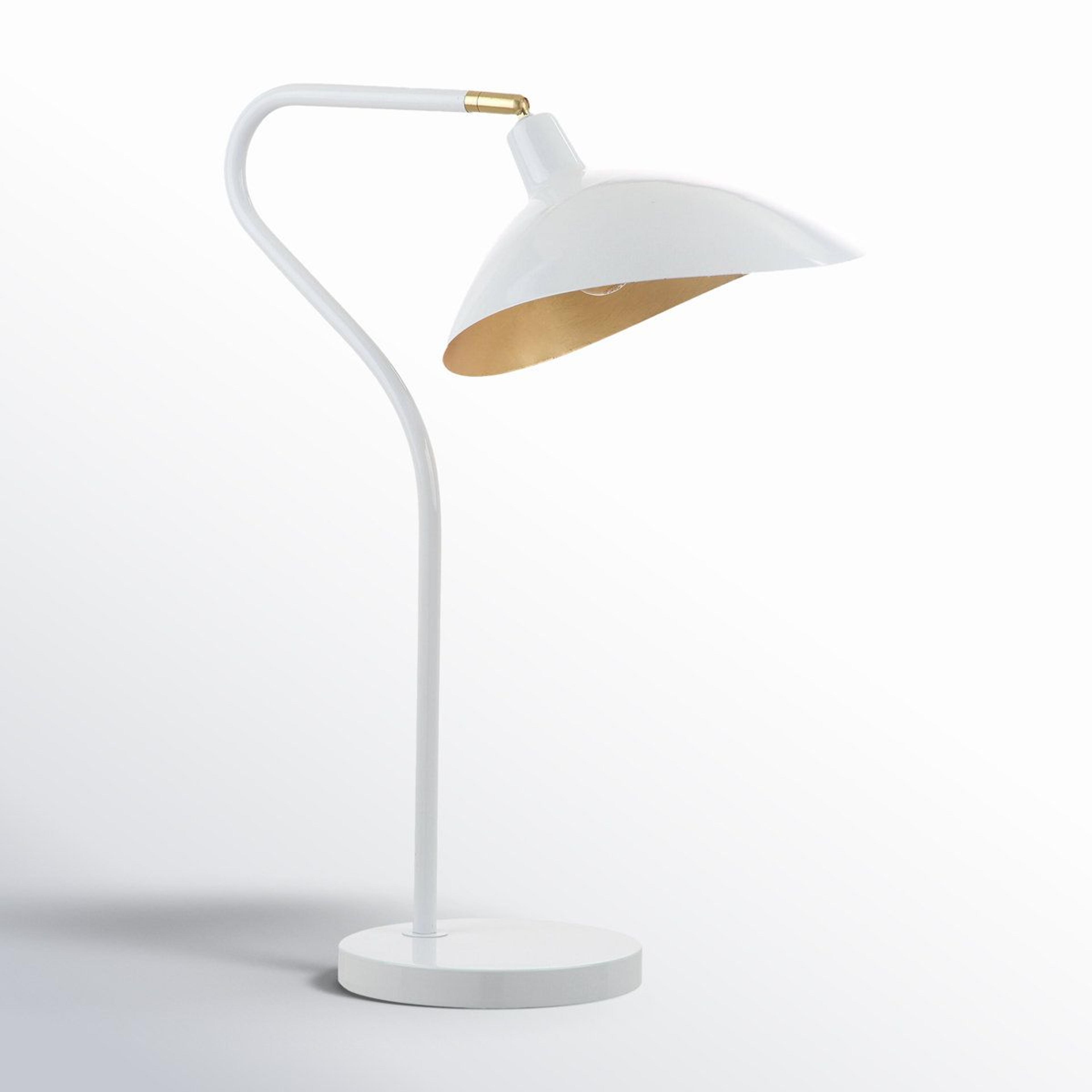 arched metal table lamp with adjustable bowl shade and bulb included