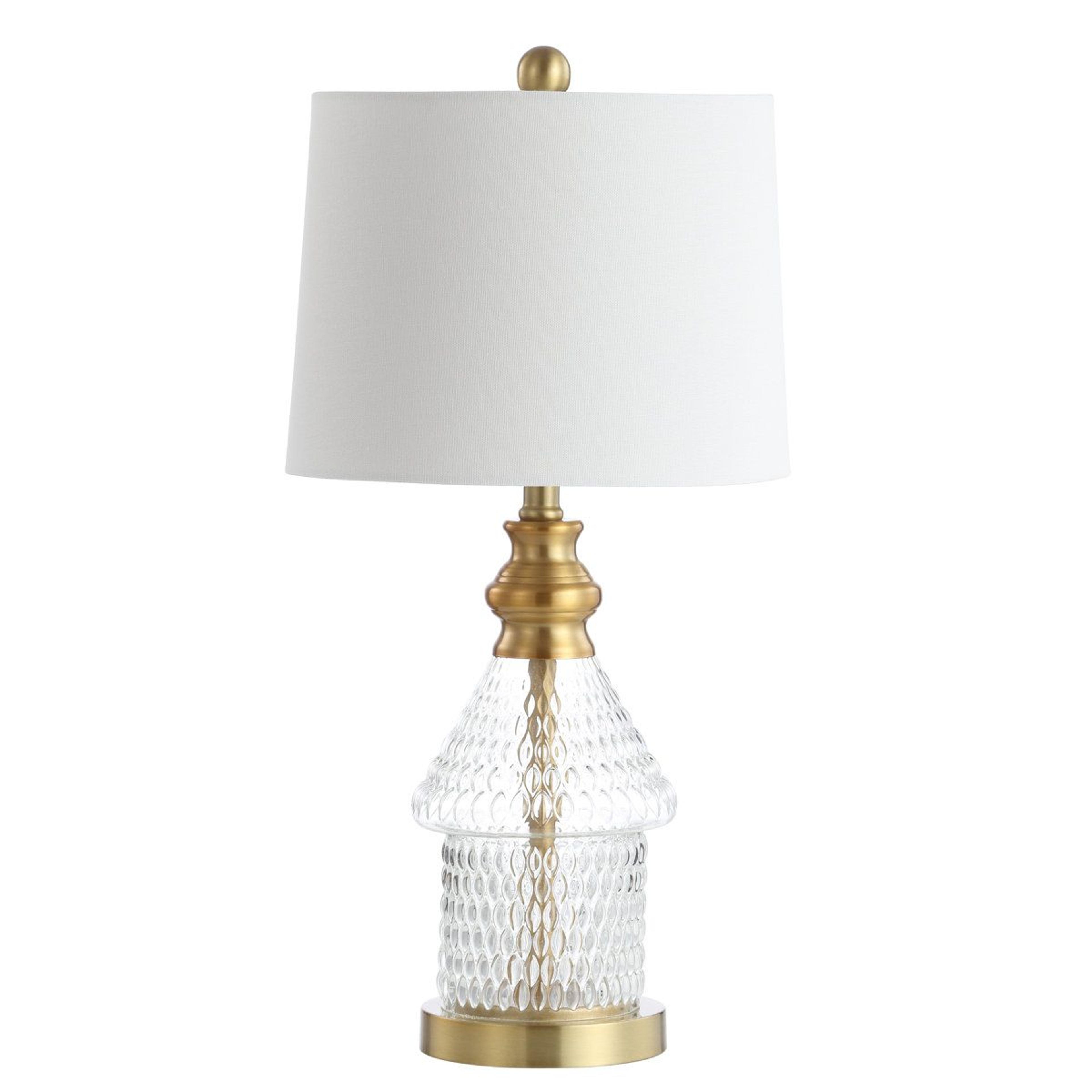 24.5 inch glass and iron standard table lamp with led bulb