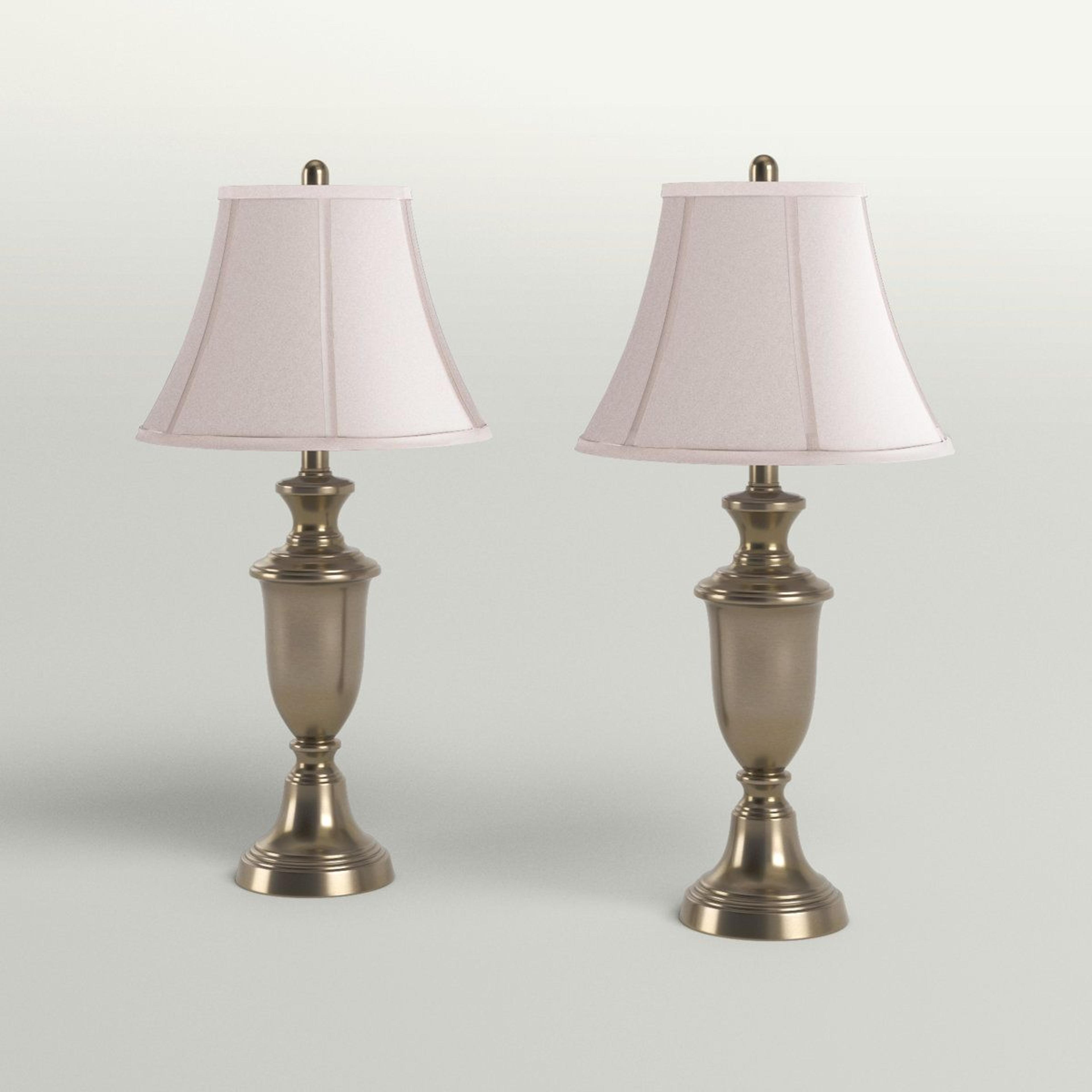 metal table lamp set 3-way dimmable lighting antique brass finish