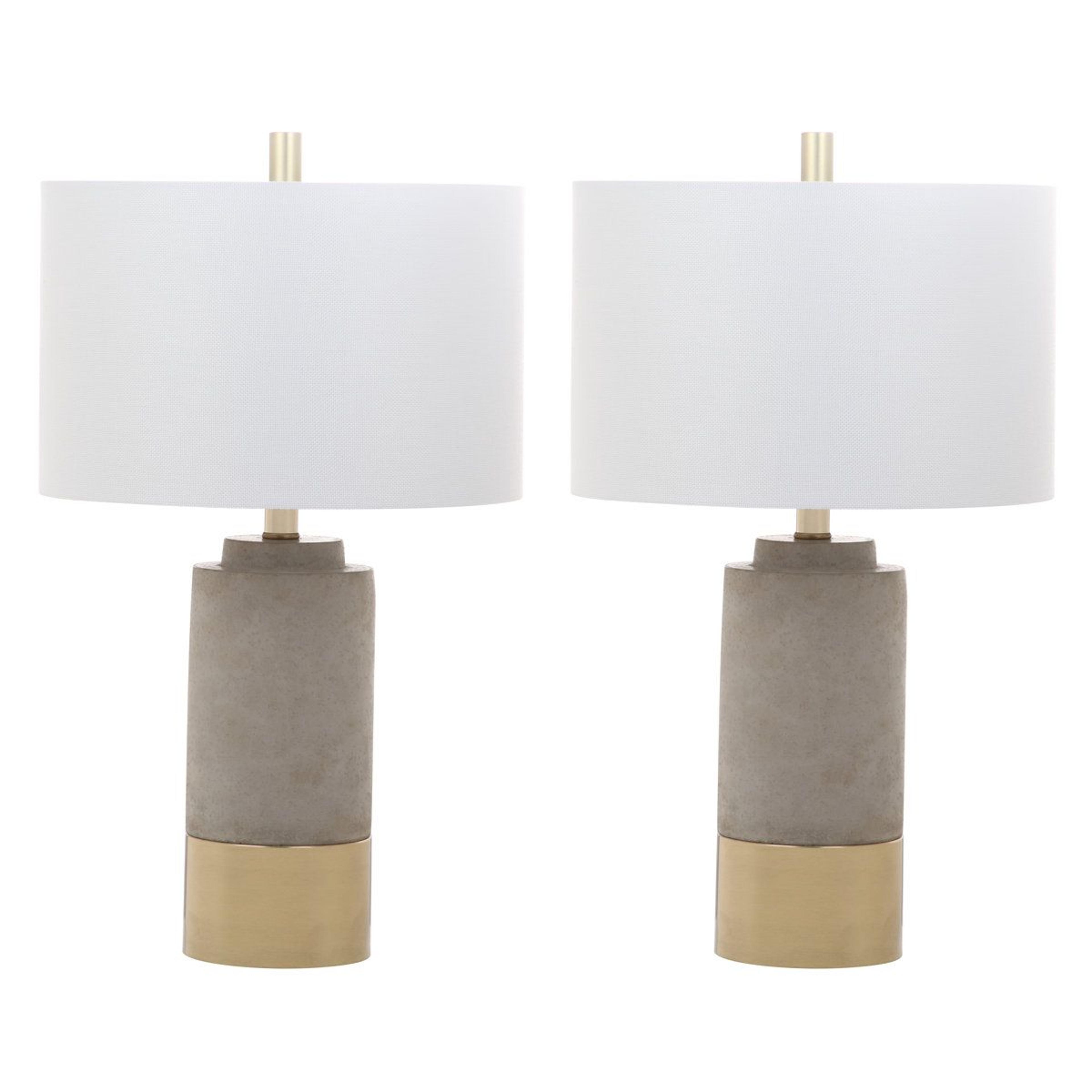 concrete table lamp set of 2 with gold accents ambient lighting