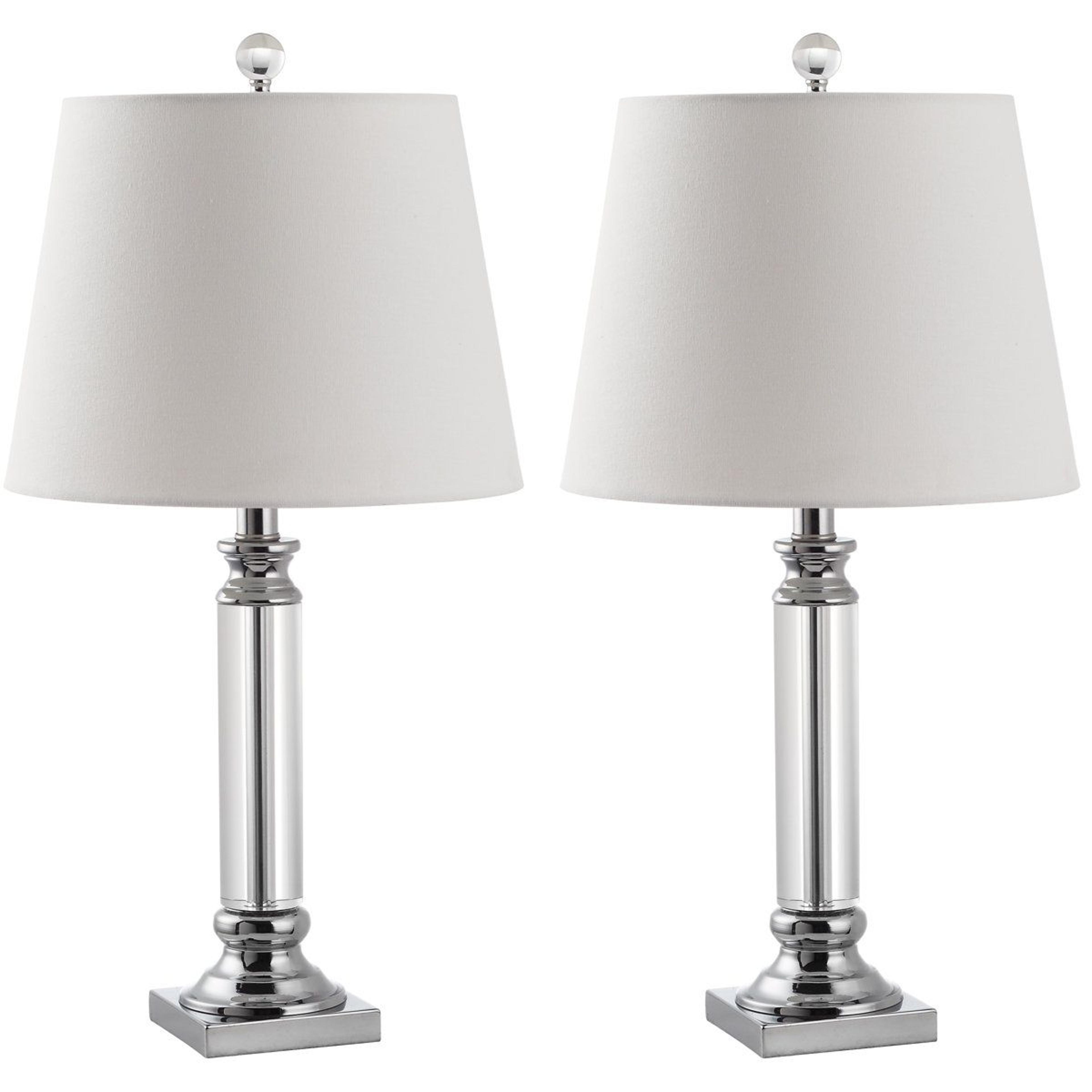 crystal table lamp set with empire cotton shade 2 piece accent lighting