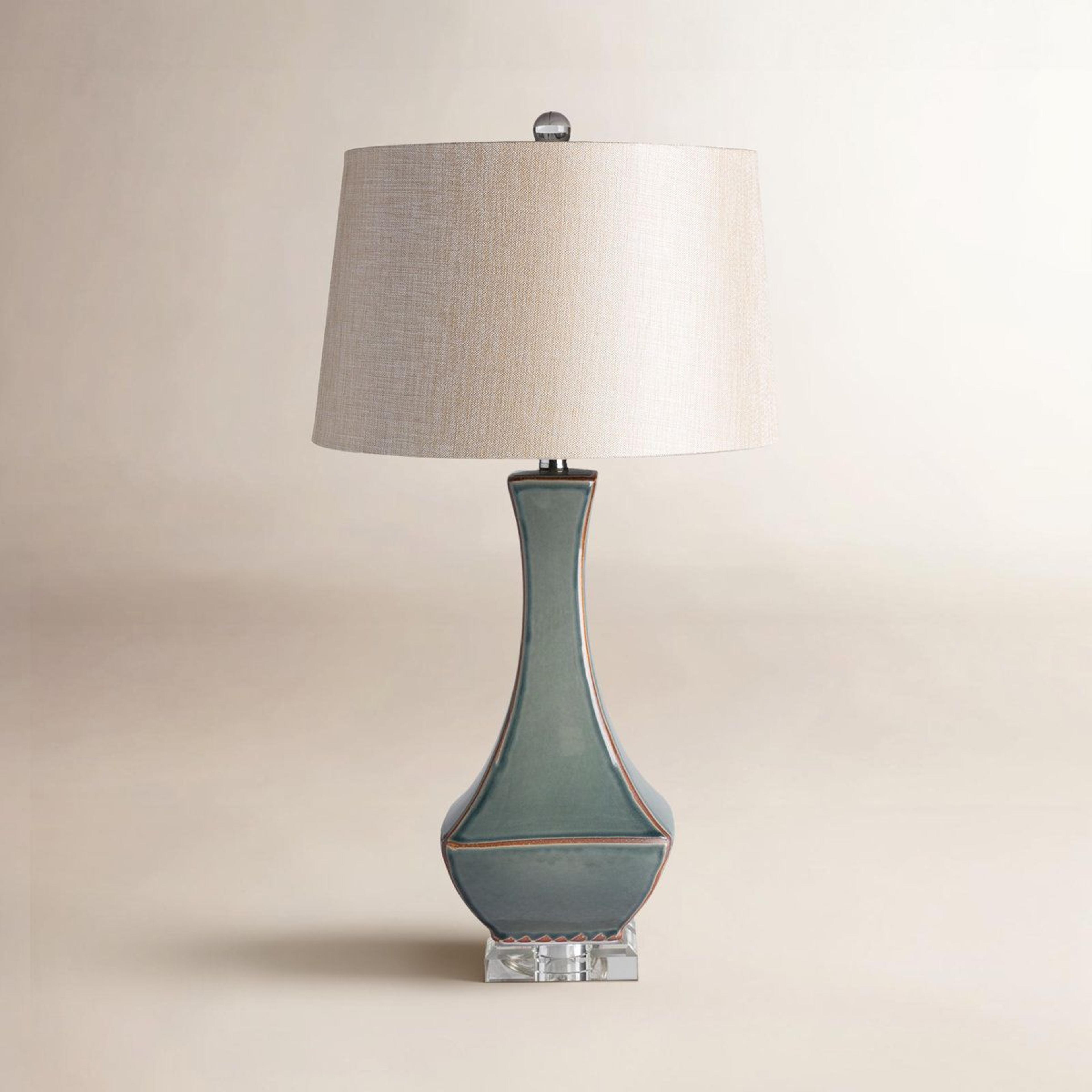 urn ceramic and crystal 31 inch table lamp with silk empire shade
