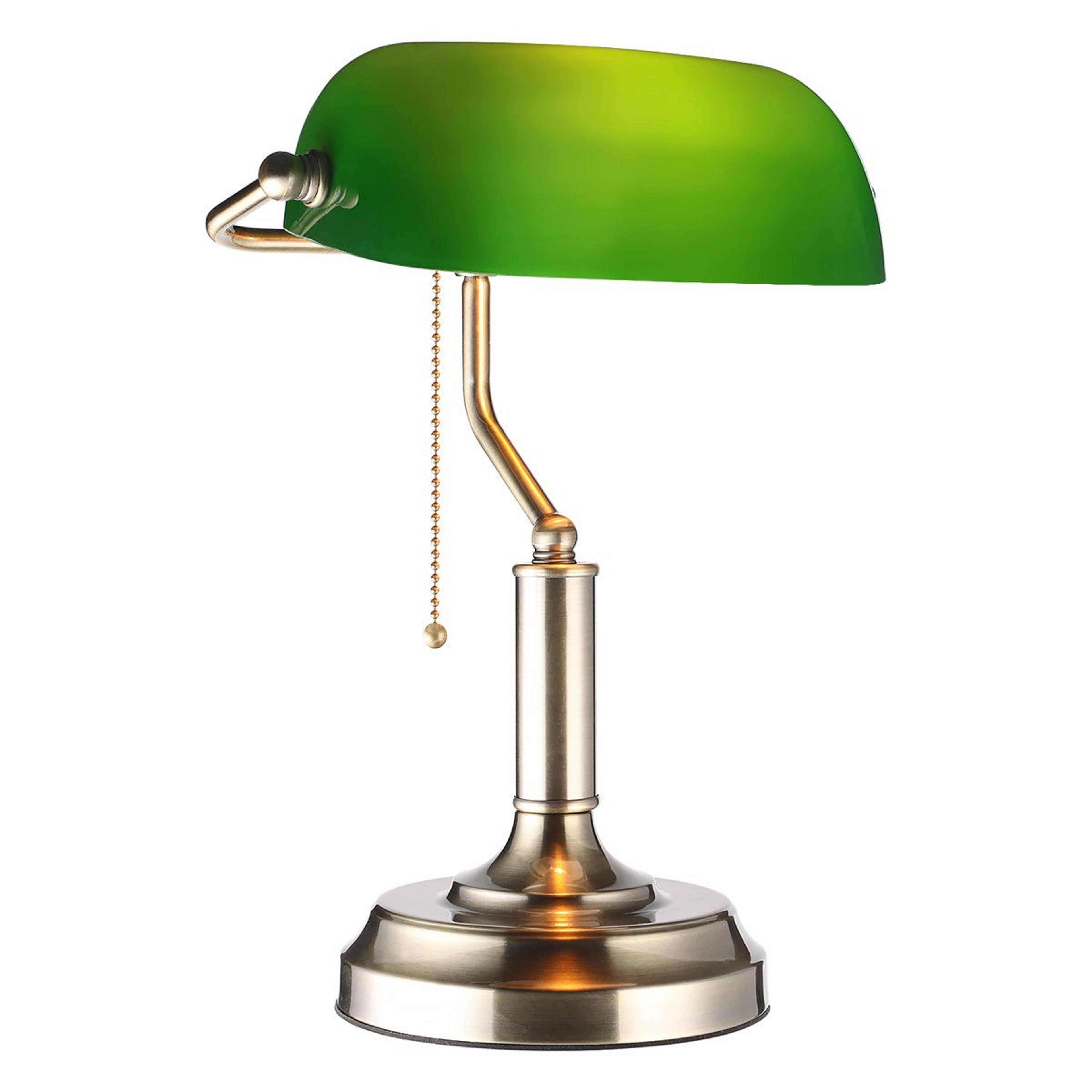 vintage glass emerald green banker desk lamp with pull chain and adjustable shade