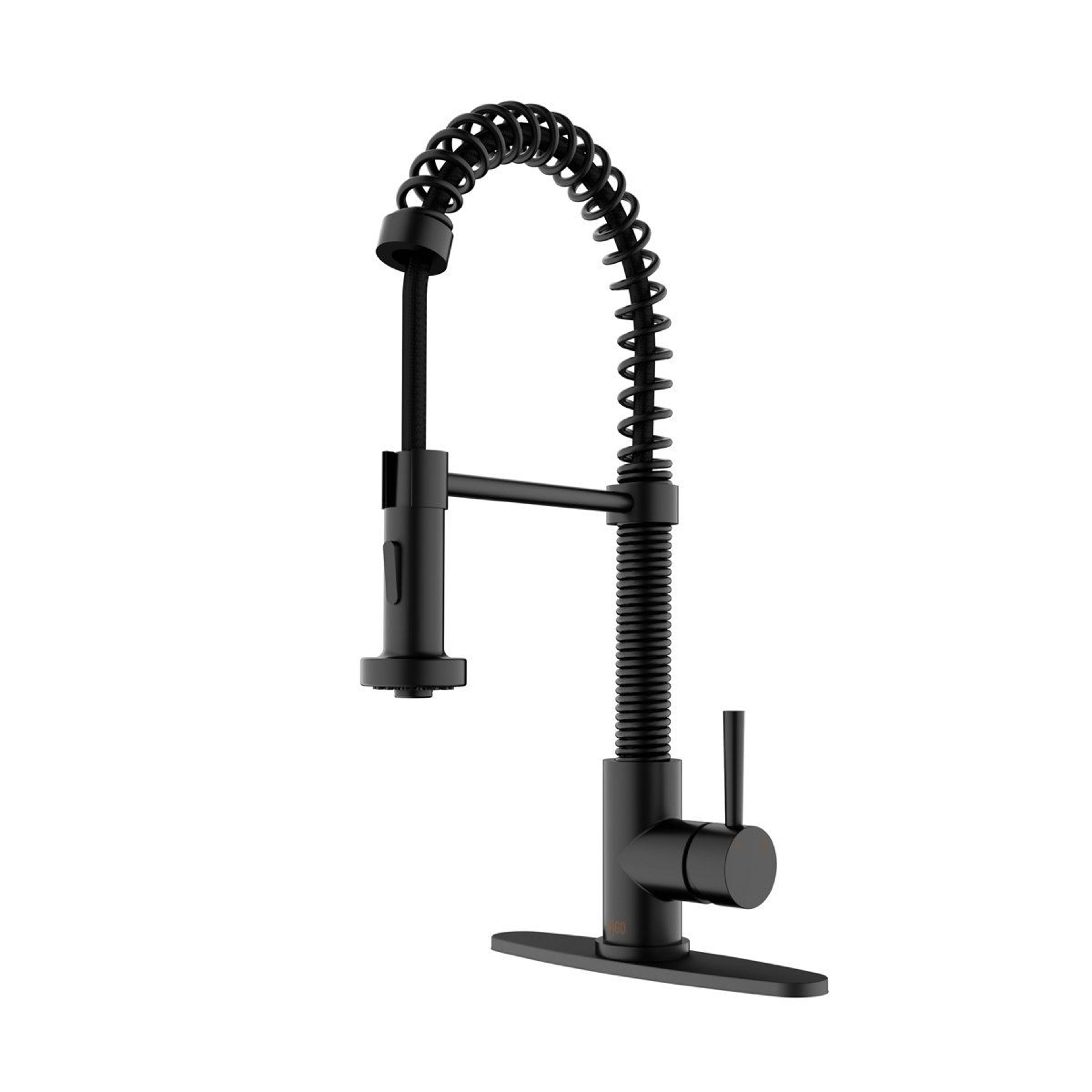 19 inch high arc pull down single handle kitchen faucet with deck plate