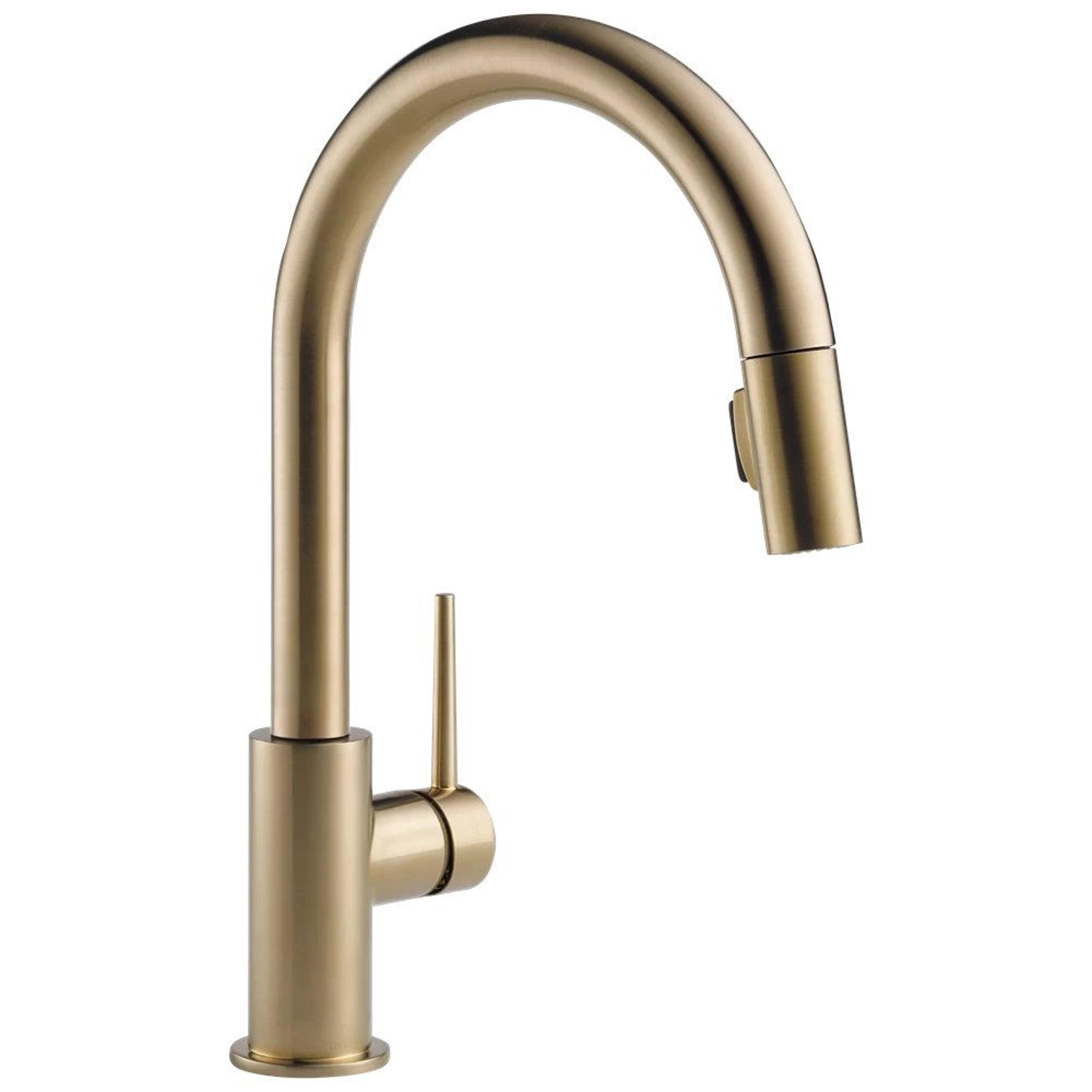 single handle pull down sprayer kitchen sink faucet champagne bronze