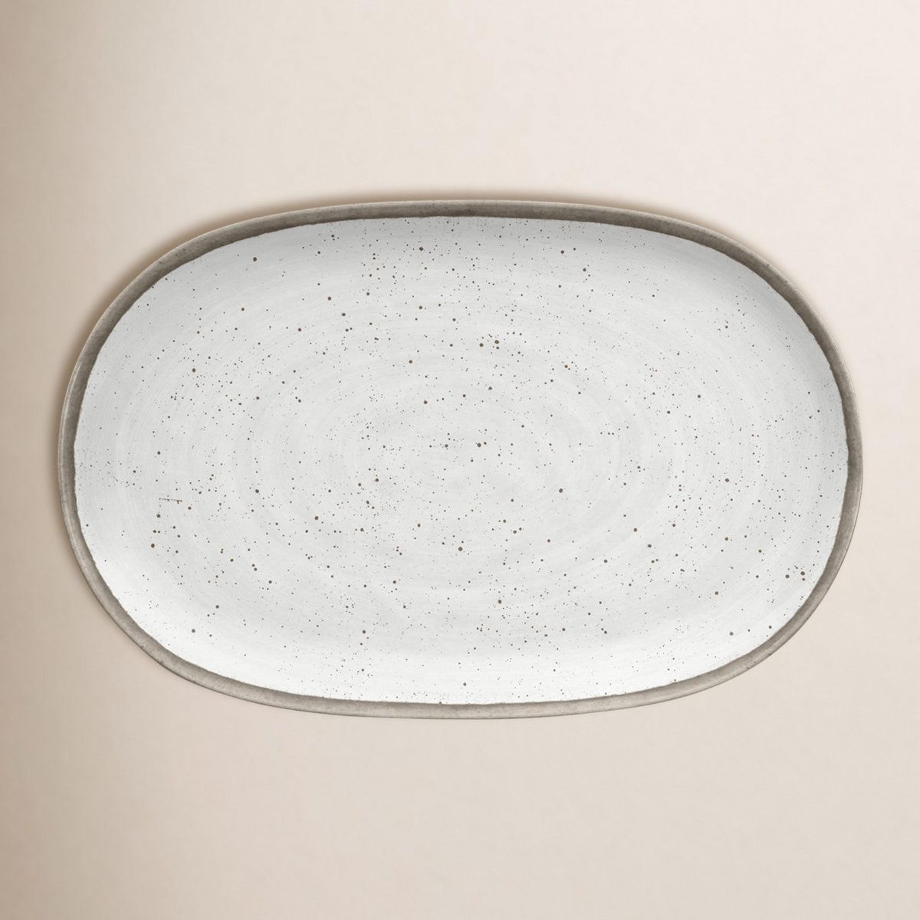 speckled melamine and bamboo outdoor serving platter