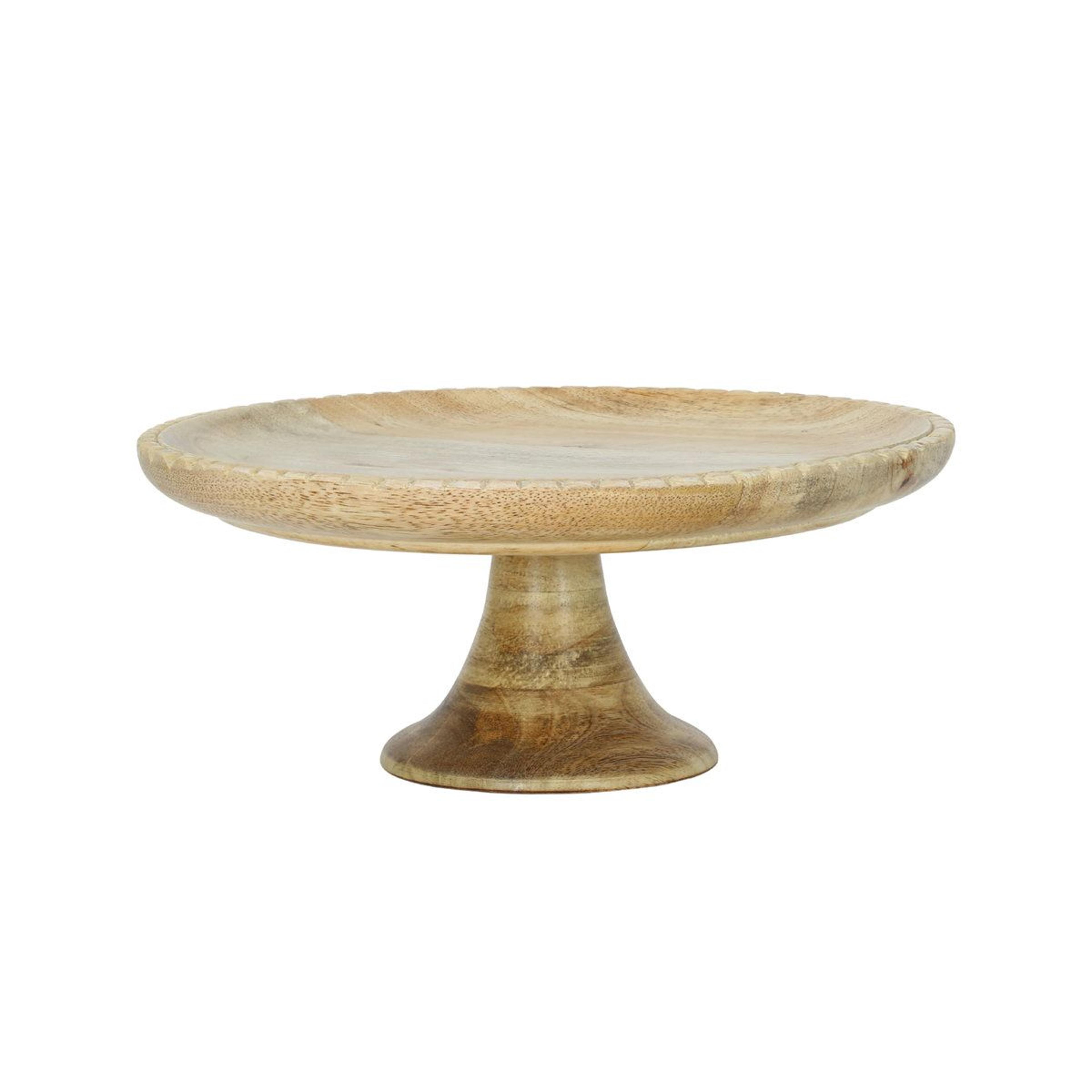 handcrafted mango wood round cake stand with server 10 inch