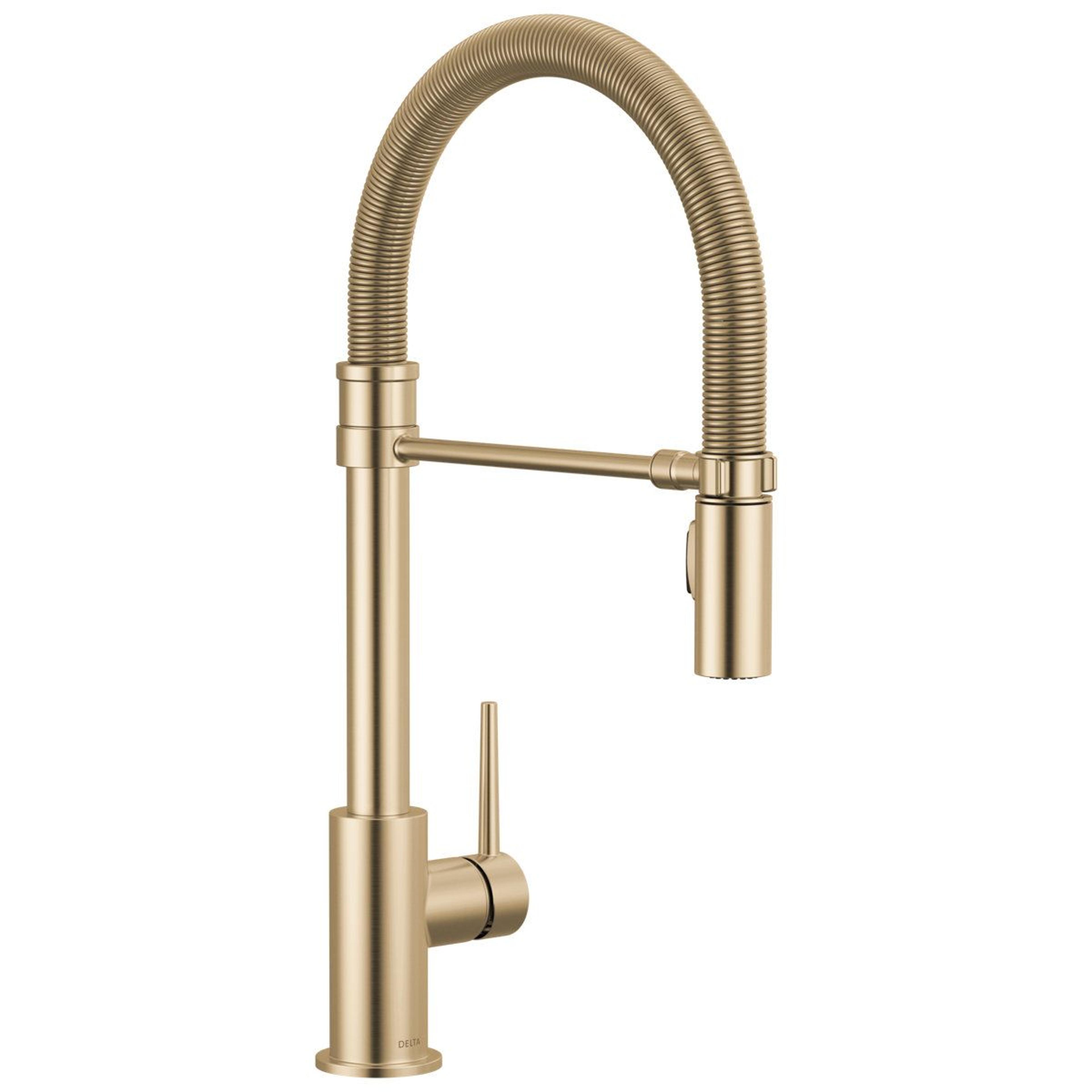 commercial style single handle pull down kitchen faucet high arc single hole spring spout champagne bronze