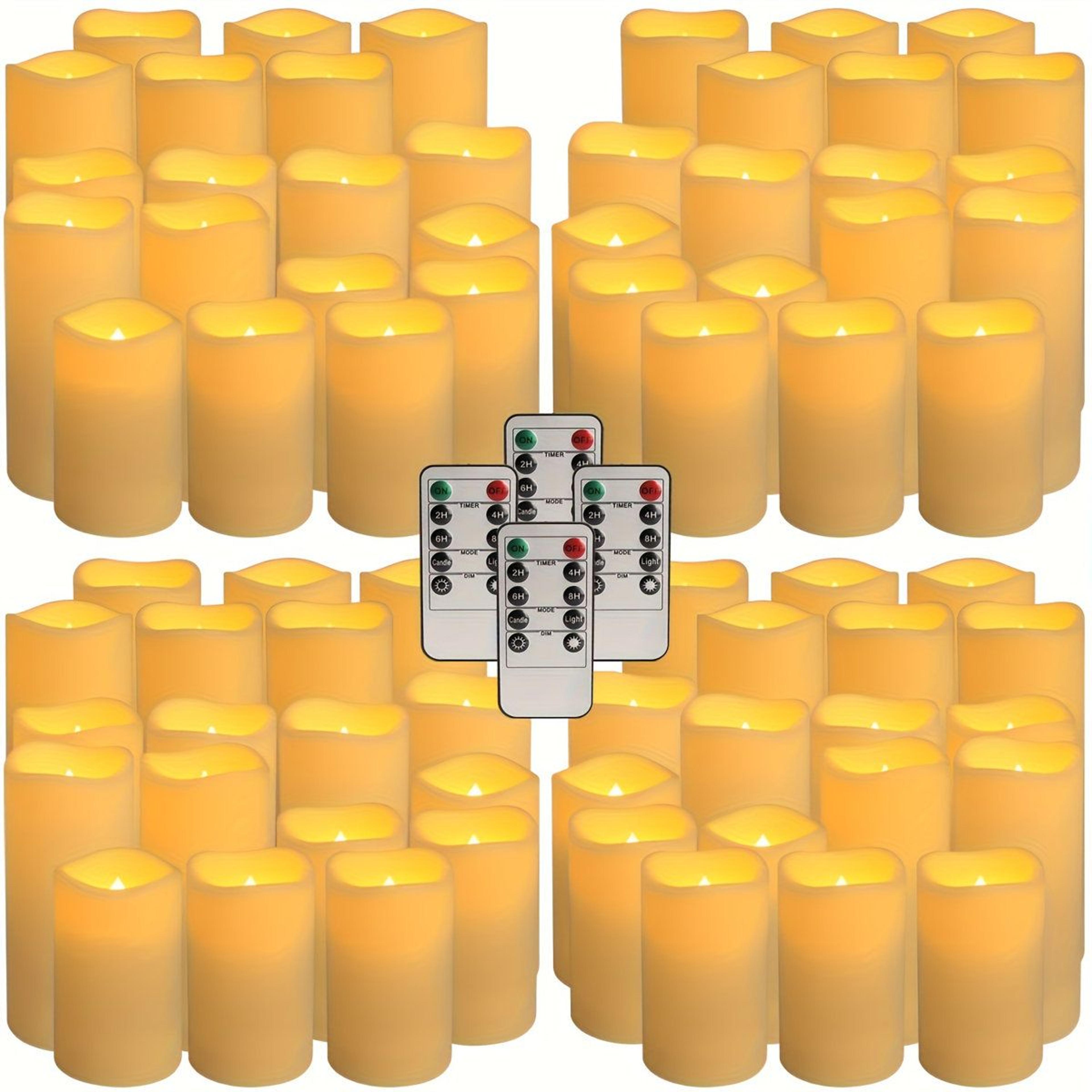 flameless led pillar candles with remote control and timer set of 72