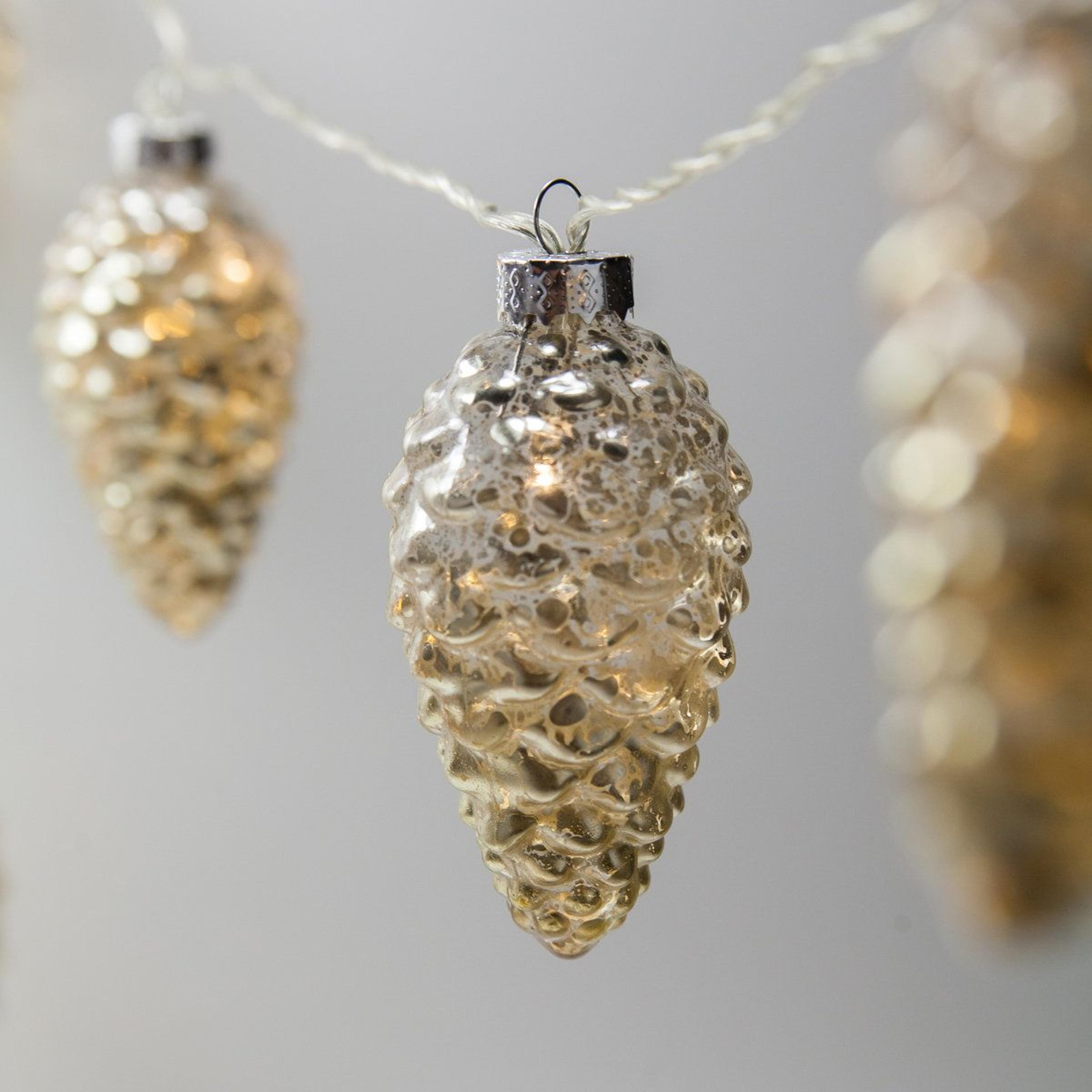 6 ft led pinecone string lights battery operated warm white with timer