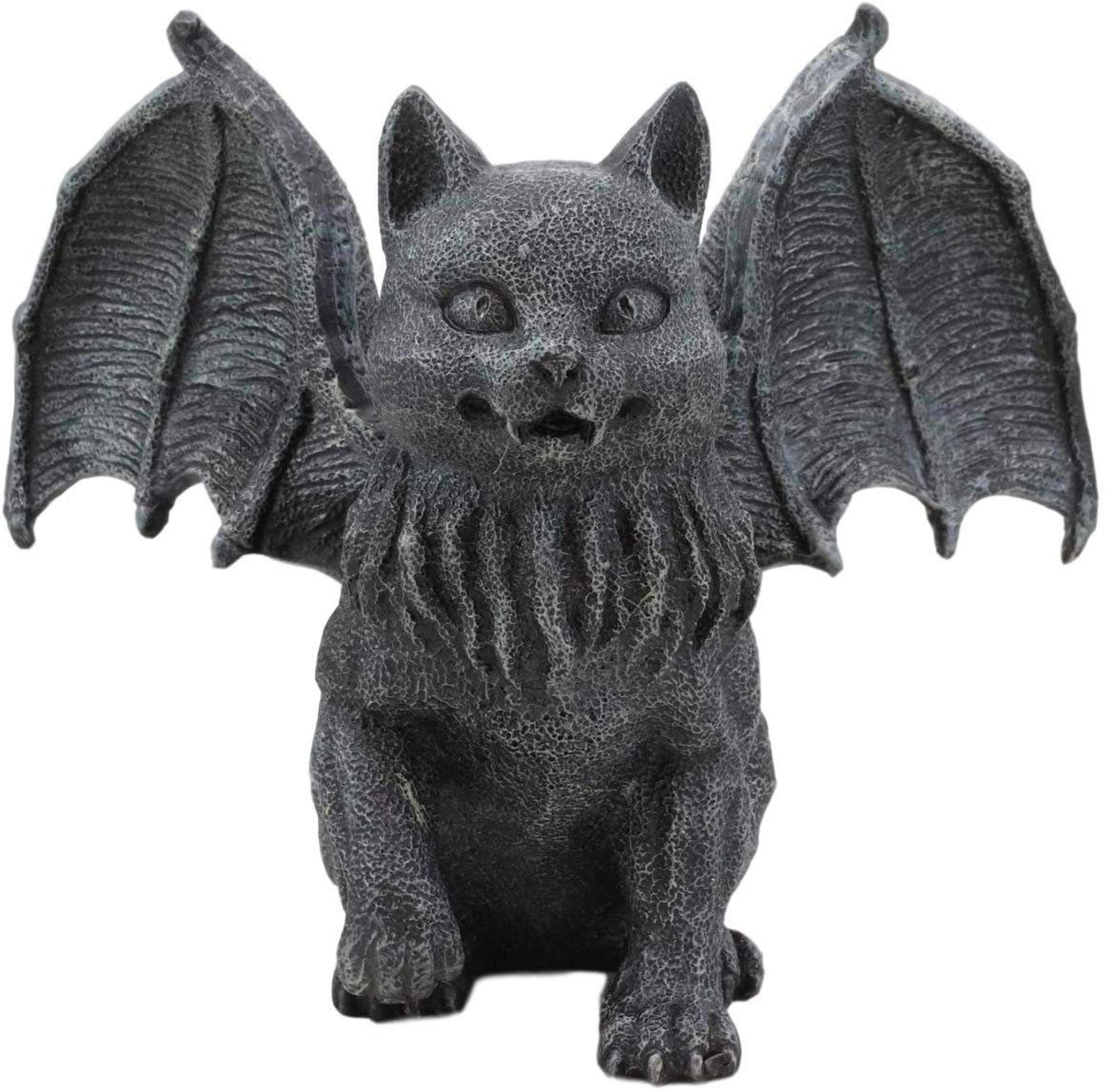 winged cat gargoyle candle holder statue handmade resin gothic decor