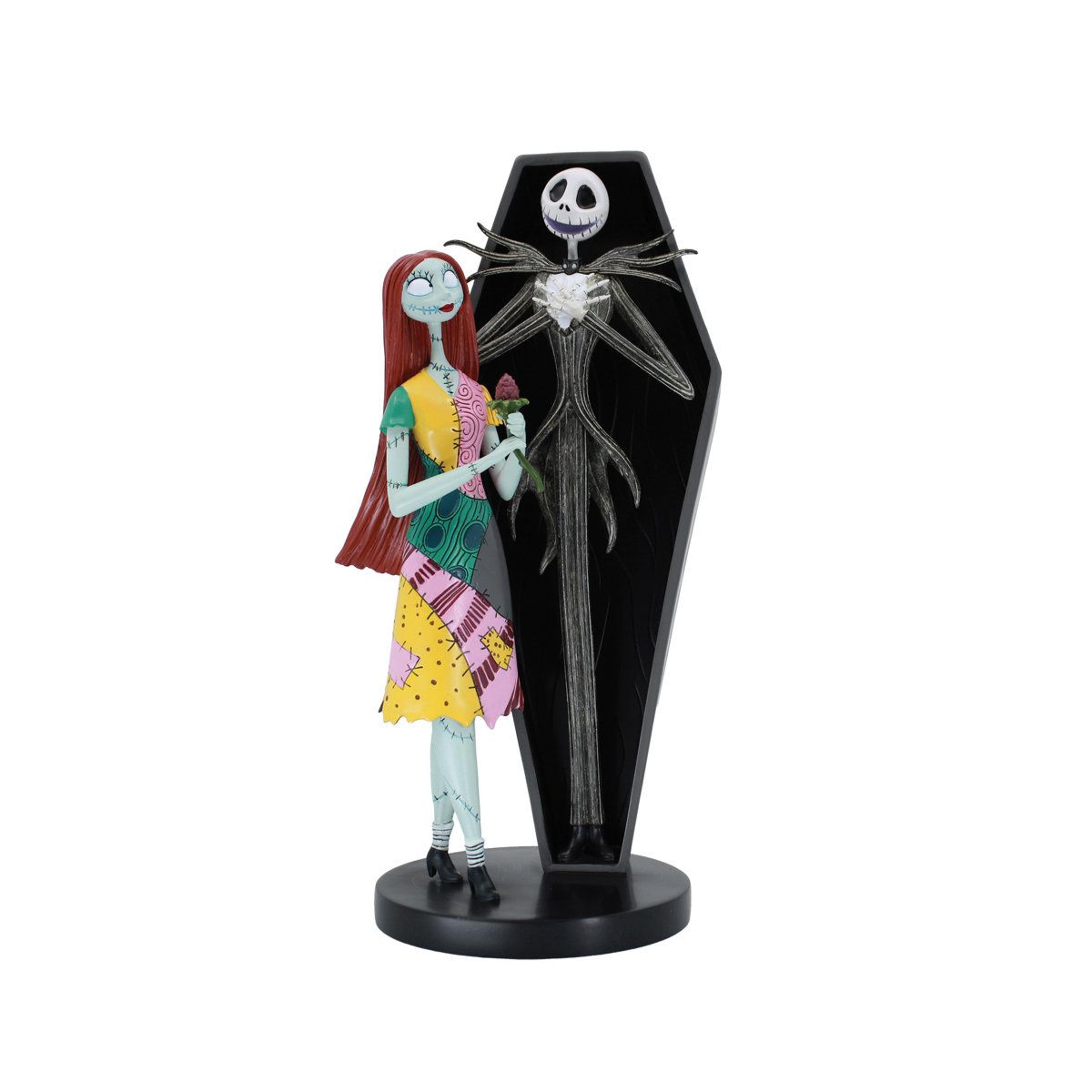 jack and sally coffin figurine hand-painted resin collectible 9.4 inch